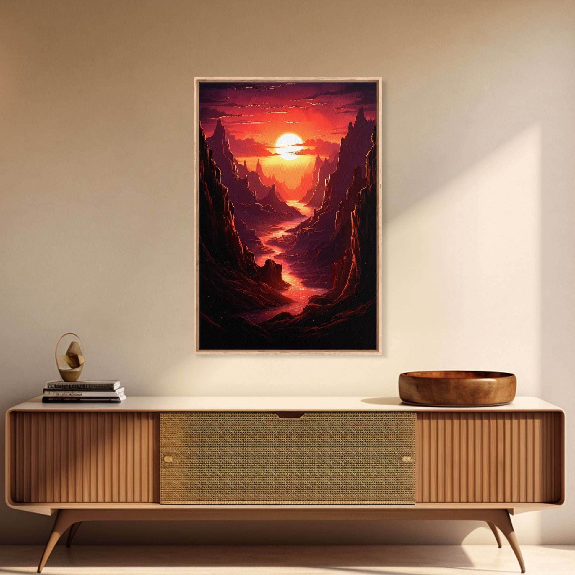 Sunset Wall Art, Fantasy Artwork, River Wall Print, Landscape Wall Art, Canvas Print, Wall Art, Vertical Art, Ranch Decor, Farmhouse Art - 8x12 Inches / Gallery Wrap Canvas - Ready To Hang