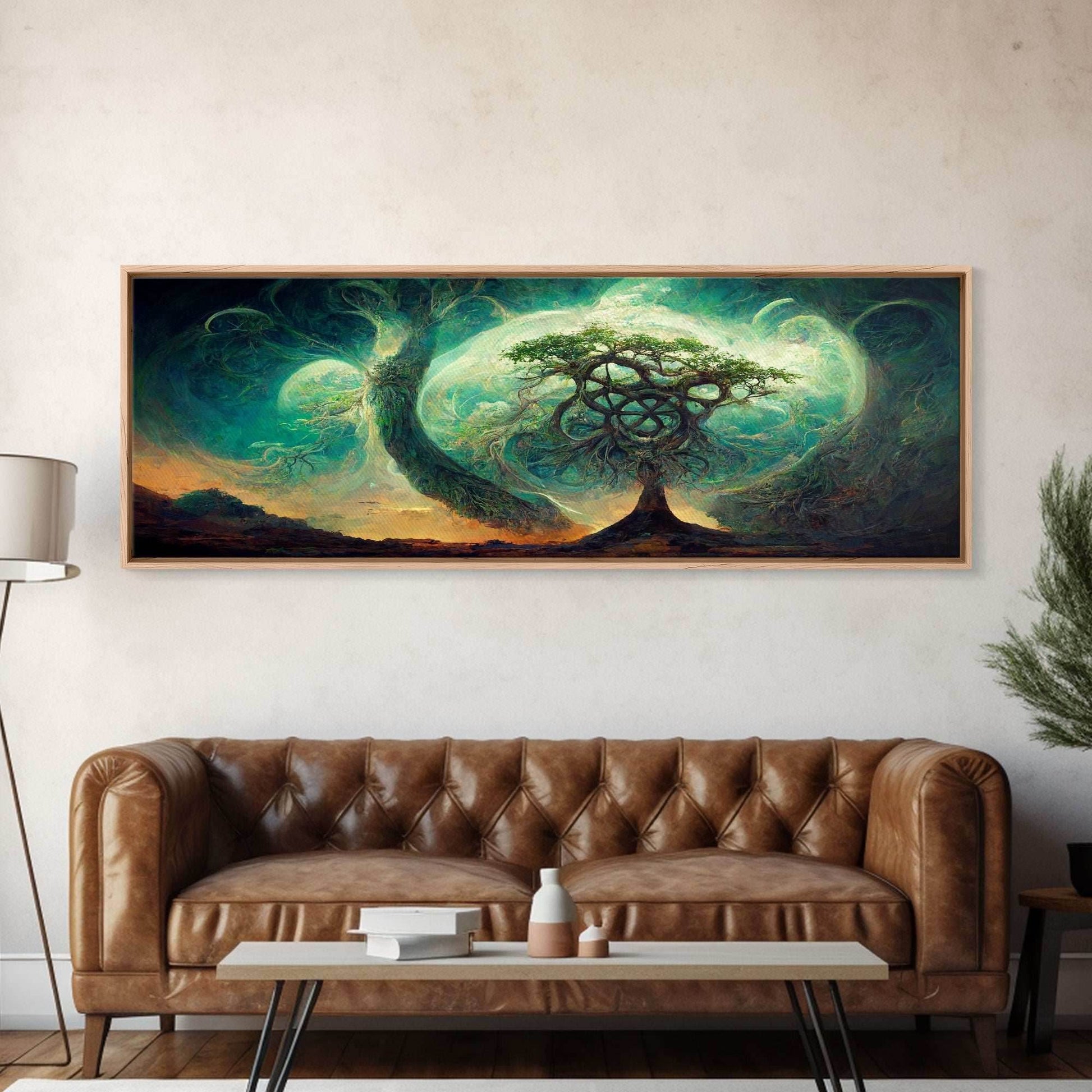 Tree Of Life, Abstract Trees Roots Nature Green Fine Art Print, Wall Art Print, Wall Décor, Wall Poster, Fantasy Art - 10x30 Inches / Gallery Wrap Canvas - Ready To Hang