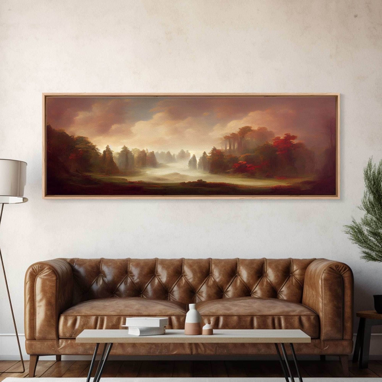 Hazy Forest Fantasy Art, Ready To Hang Canvas Print, Panoramic Art, Fog Covered Forest High Fantasy RPG Concept Art - 10x30 Inches / Gallery Wrap Canvas - Ready To Hang