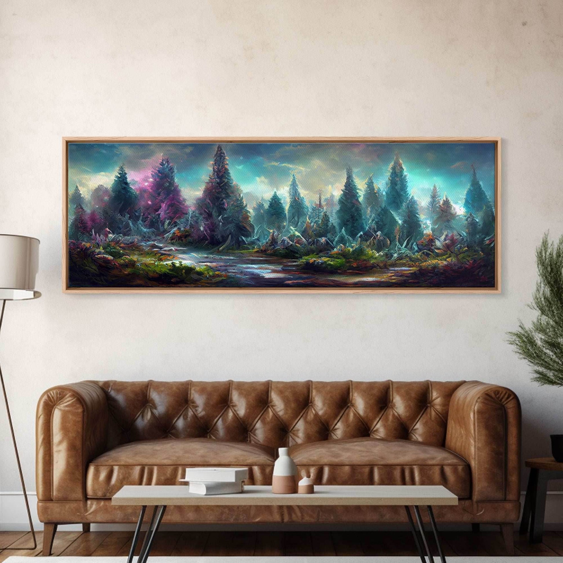 High Fantasy Forest Wall Art, Ready To Hang Canvas Print, Panoramic Art, Fantasy RPG Concept Art - 10x30 Inches / Gallery Wrap Canvas - Ready To Hang