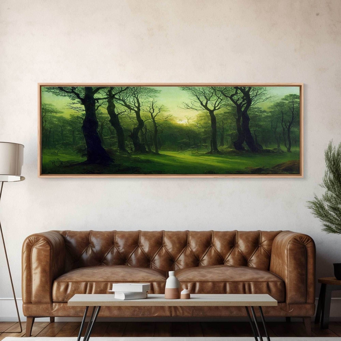 Unique Fantasy Forest Art, Extra Large Wall Art, Framed Panoramic Canvas Print, Framed Wall Art - 10x30 Inches / Gallery Wrap Canvas - Ready To Hang