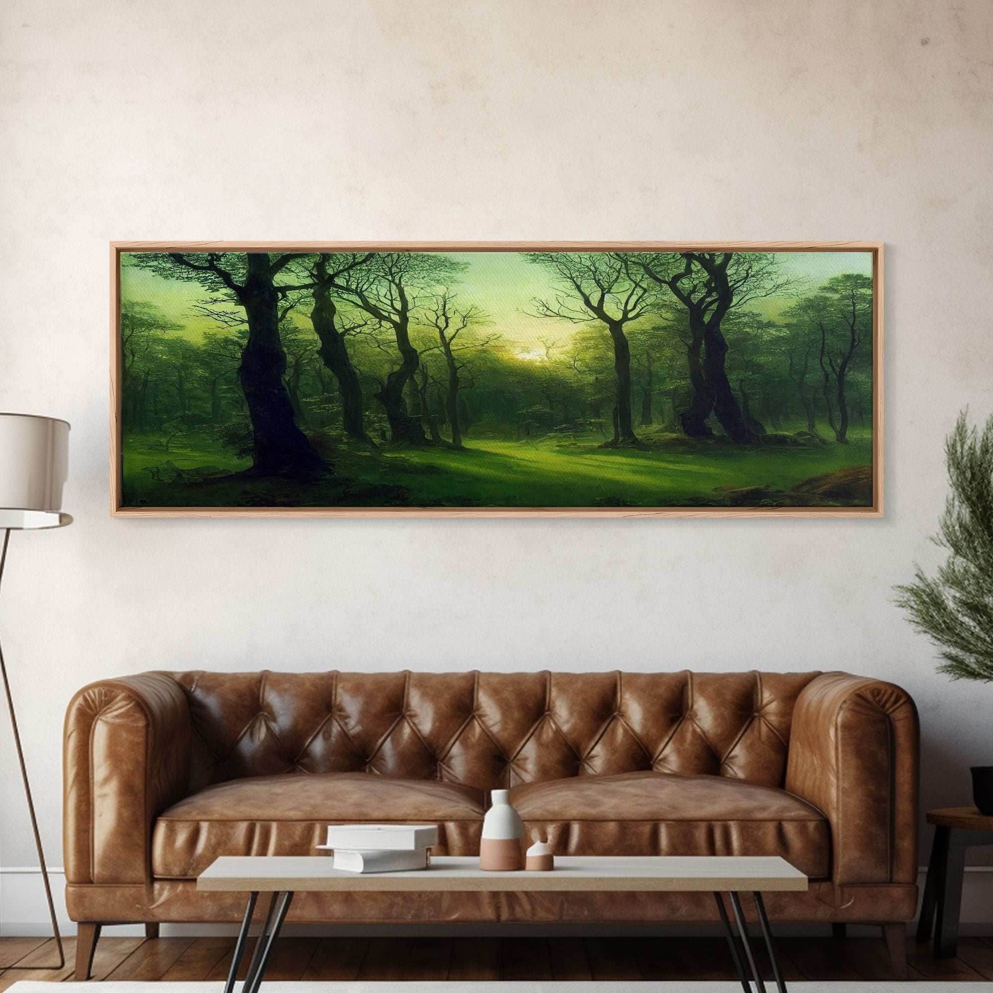 Unique Fantasy Forest Art, Extra Large Wall Art, Framed Panoramic Canvas Print, Framed Wall Art - 10x30 Inches / Gallery Wrap Canvas - Ready To Hang