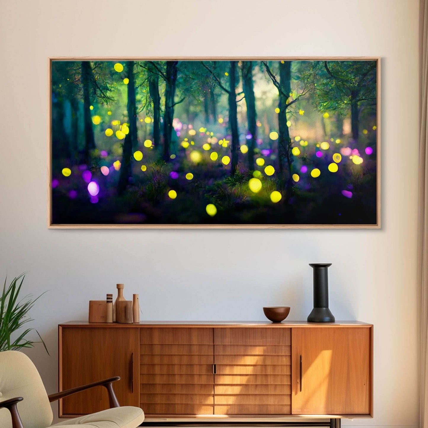 Magical forest with fairies canvas print, fantasy art, cool wall art, dorm art, ready to hang wall art - 10x20 Inches / Gallery Wrap Canvas - Ready To Hang