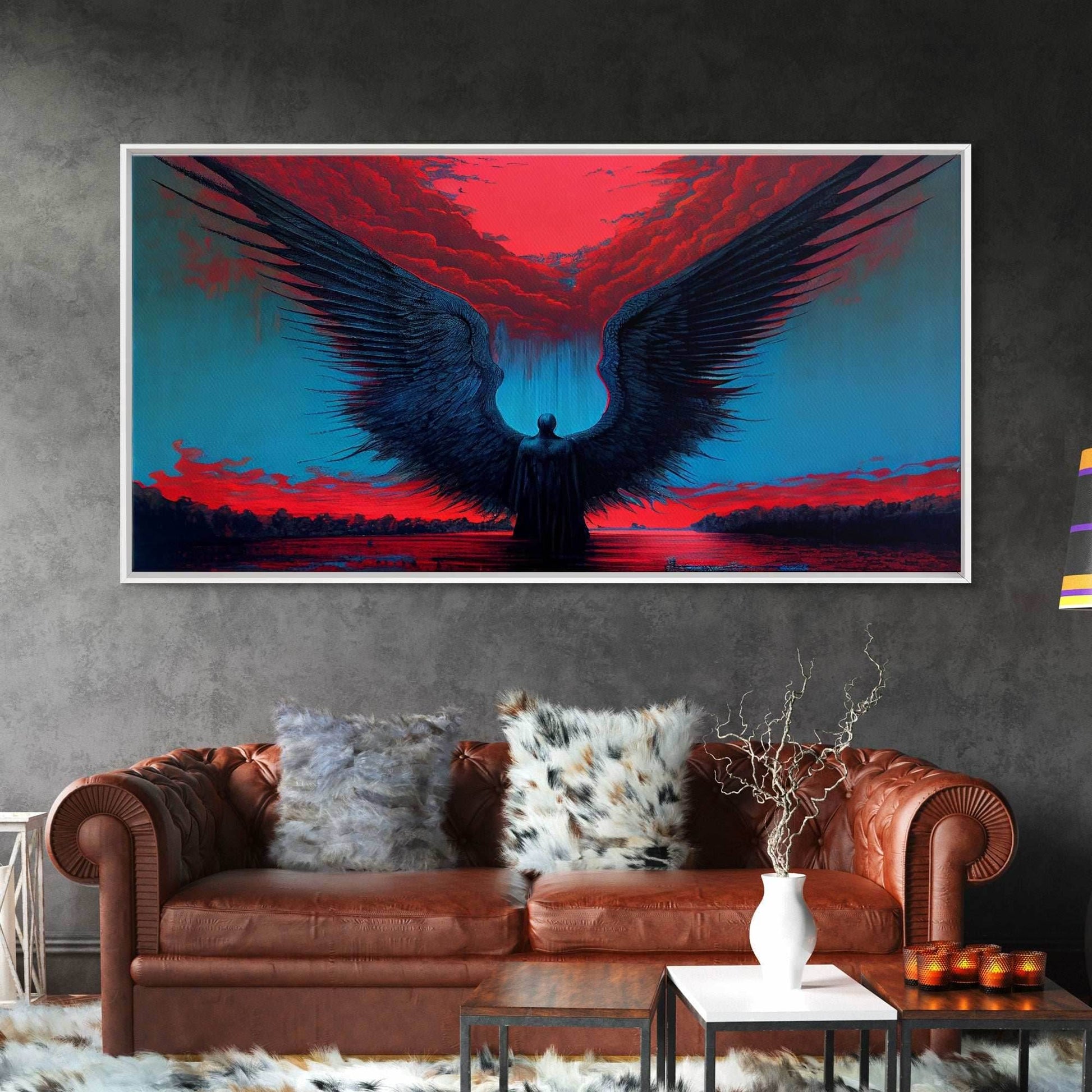 Angel Gabriel, Angelic Art, Gothic Angel Framed canvas print, cool colorful wall decor - 10x20 Inches / Gallery Wrap Canvas - Ready To Hang