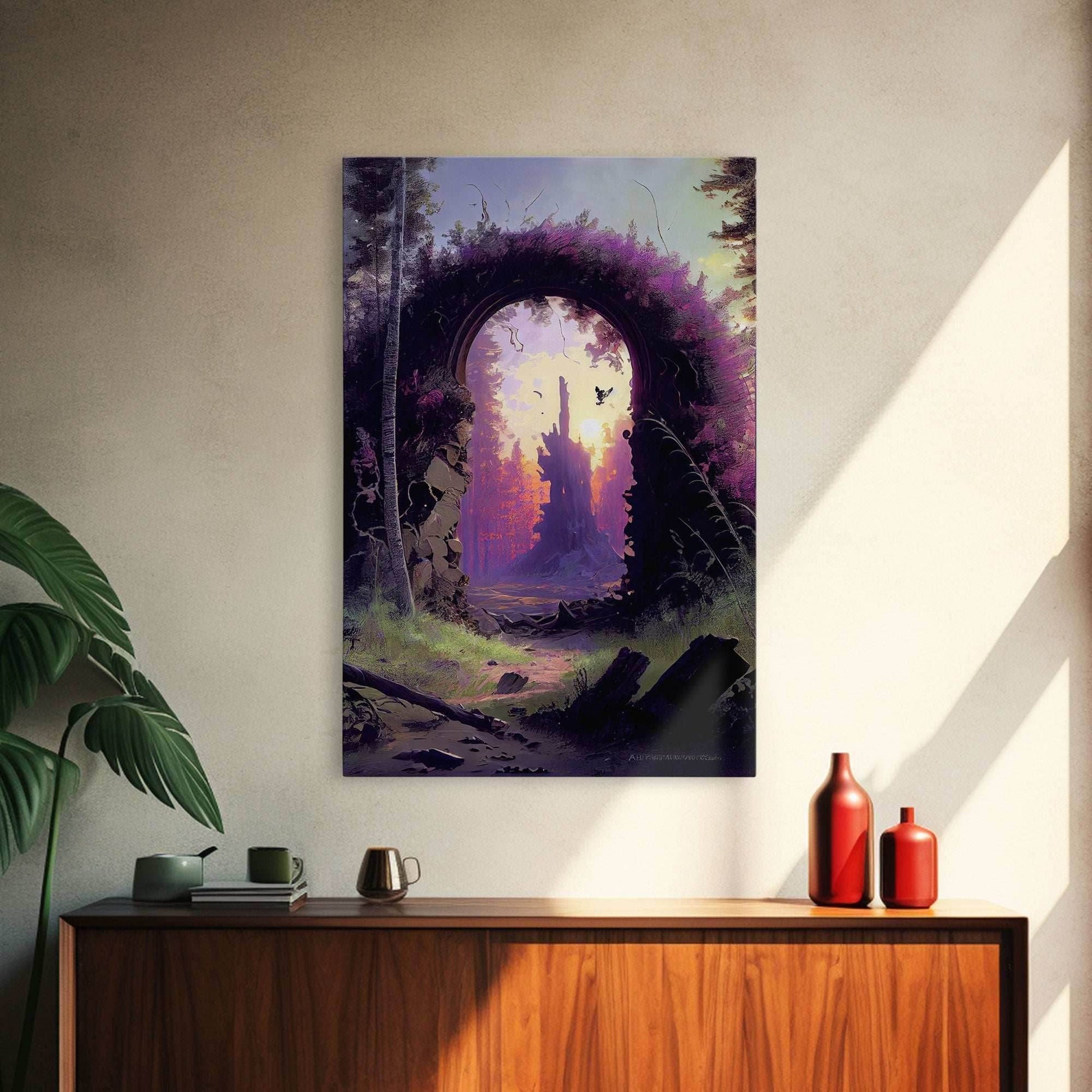 Gateway to another world, the purple realm, fine art poster print, fantasy decor - 8x12 Inches / Gallery Wrap Canvas - Ready To Hang