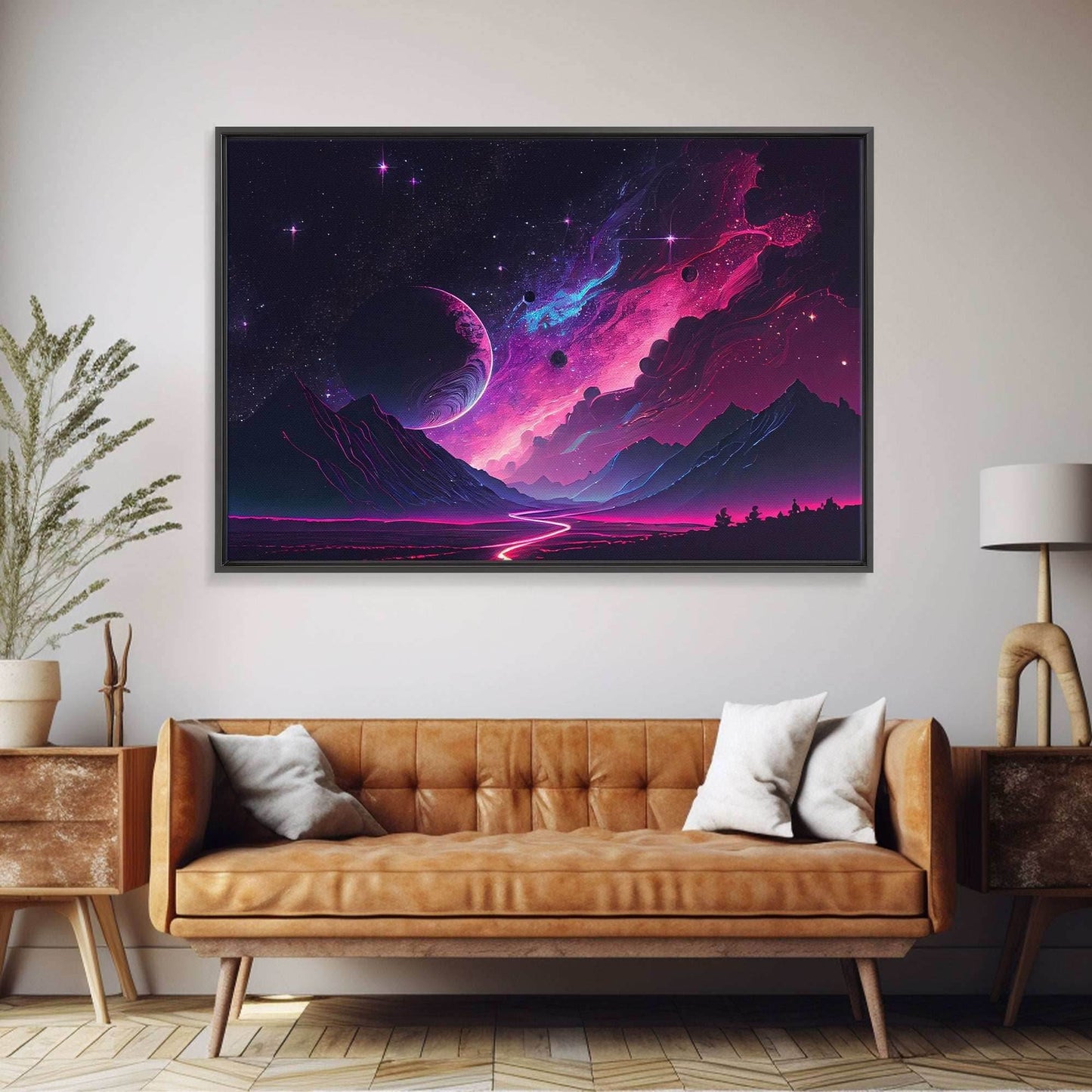Alien Planet Fantasy Landscape Mountains Pink Voilet Fine Art Print, Wall Art Print, Wall Poster, Wall Décor - 8x12 Inches / Gallery Wrap Canvas - Ready To Hang