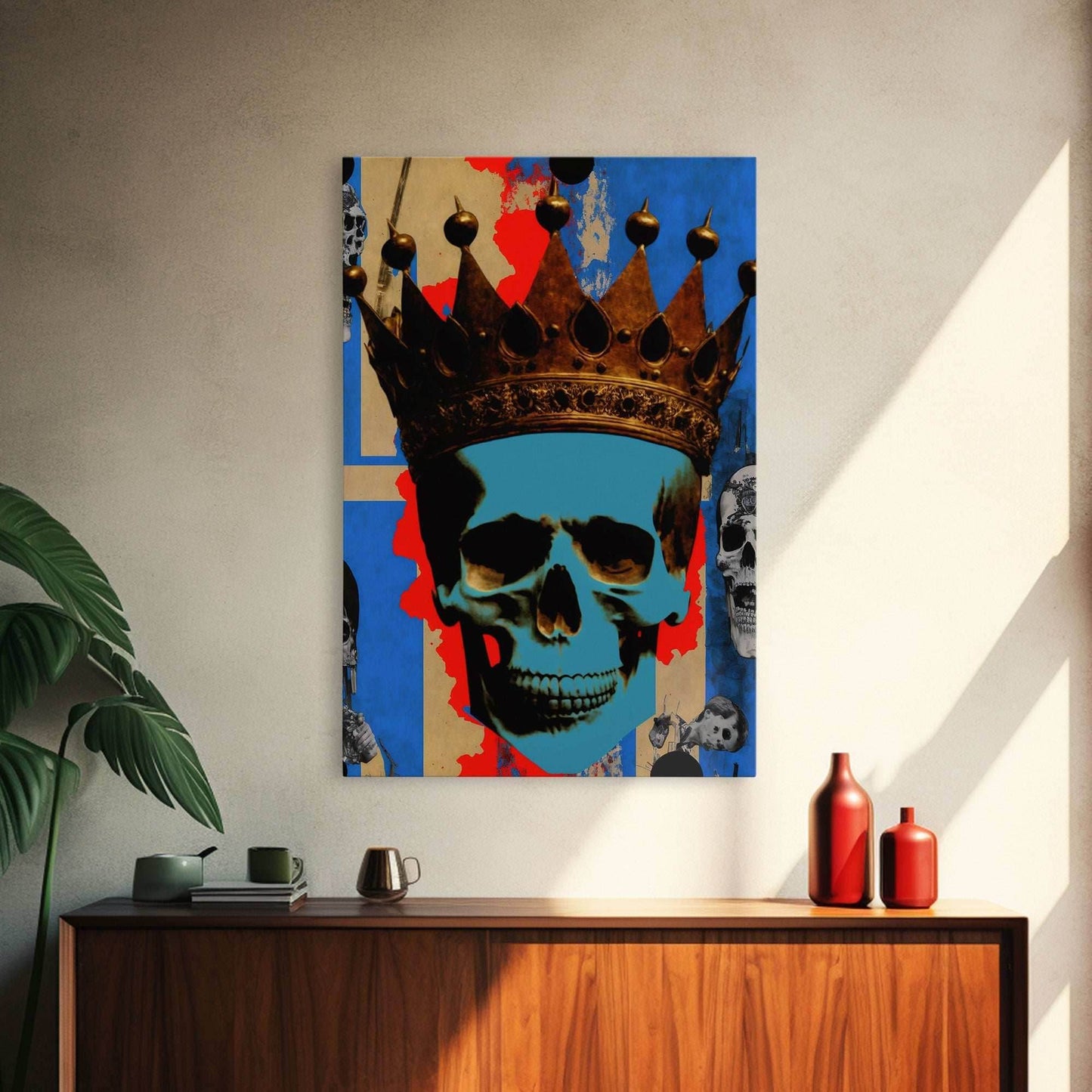 Skull With The Gold Crown, Framed Canvas Print, Unique Fantasy Undead Wall Art - 8x12 Inches / Gallery Wrap Canvas - Ready To Hang