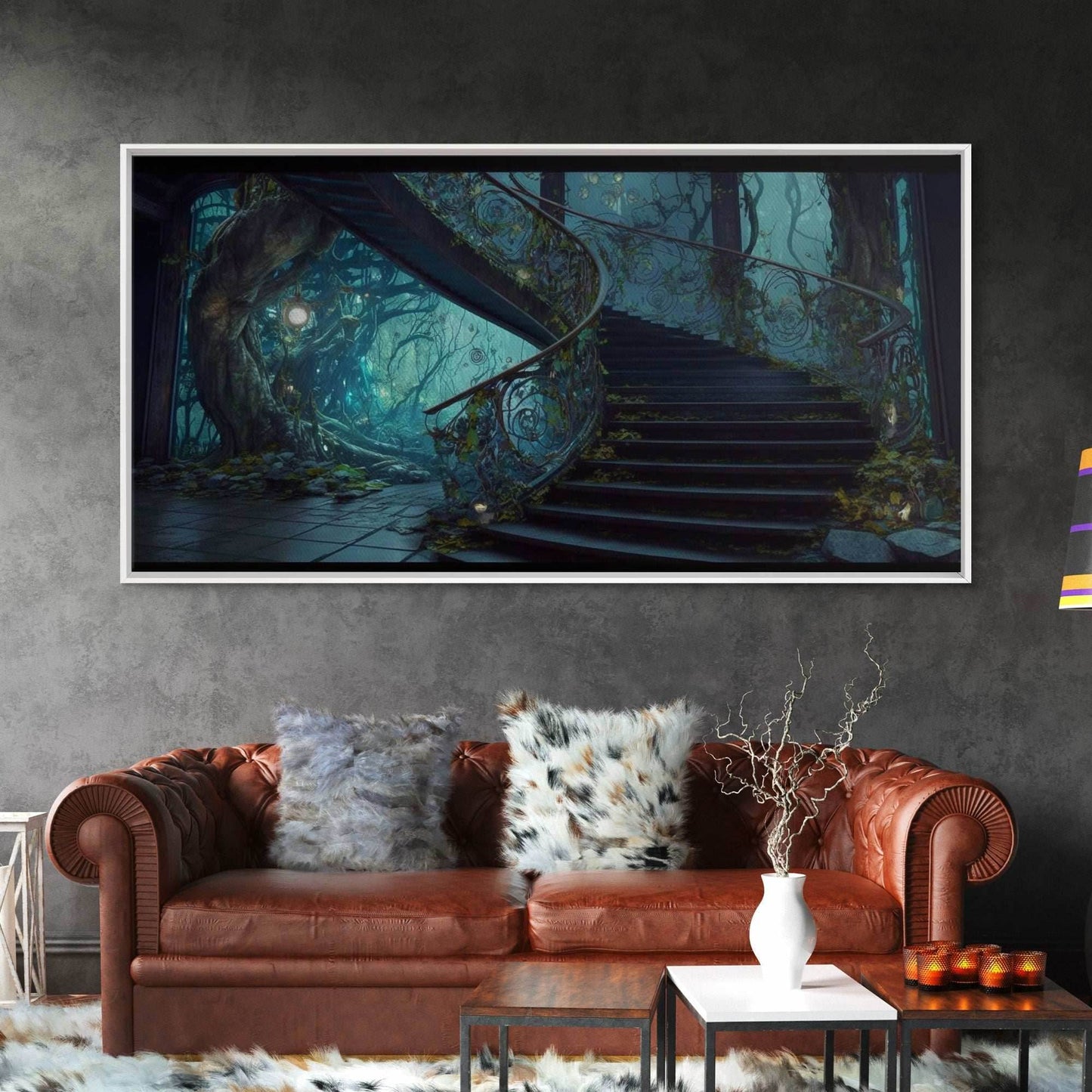 Fantasy Staircase, Framed Canvas Print, Stair Way to Beyond - 10x20 Inches / Gallery Wrap Canvas - Ready To Hang