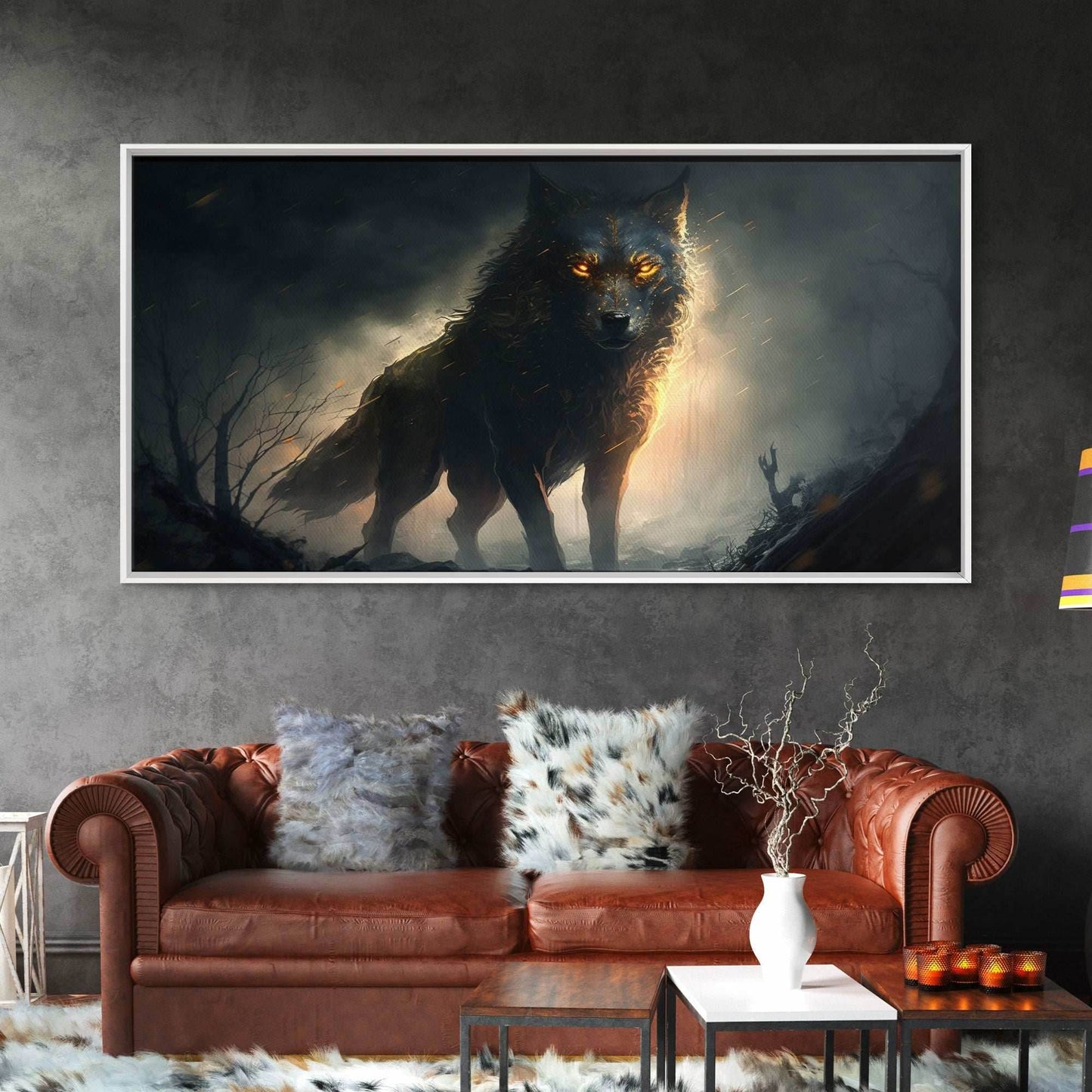 The Great Wolf Fenrir, Framed Canvas Print, Norse Mythology, Fantasy Art - 10x20 Inches / Gallery Wrap Canvas - Ready To Hang