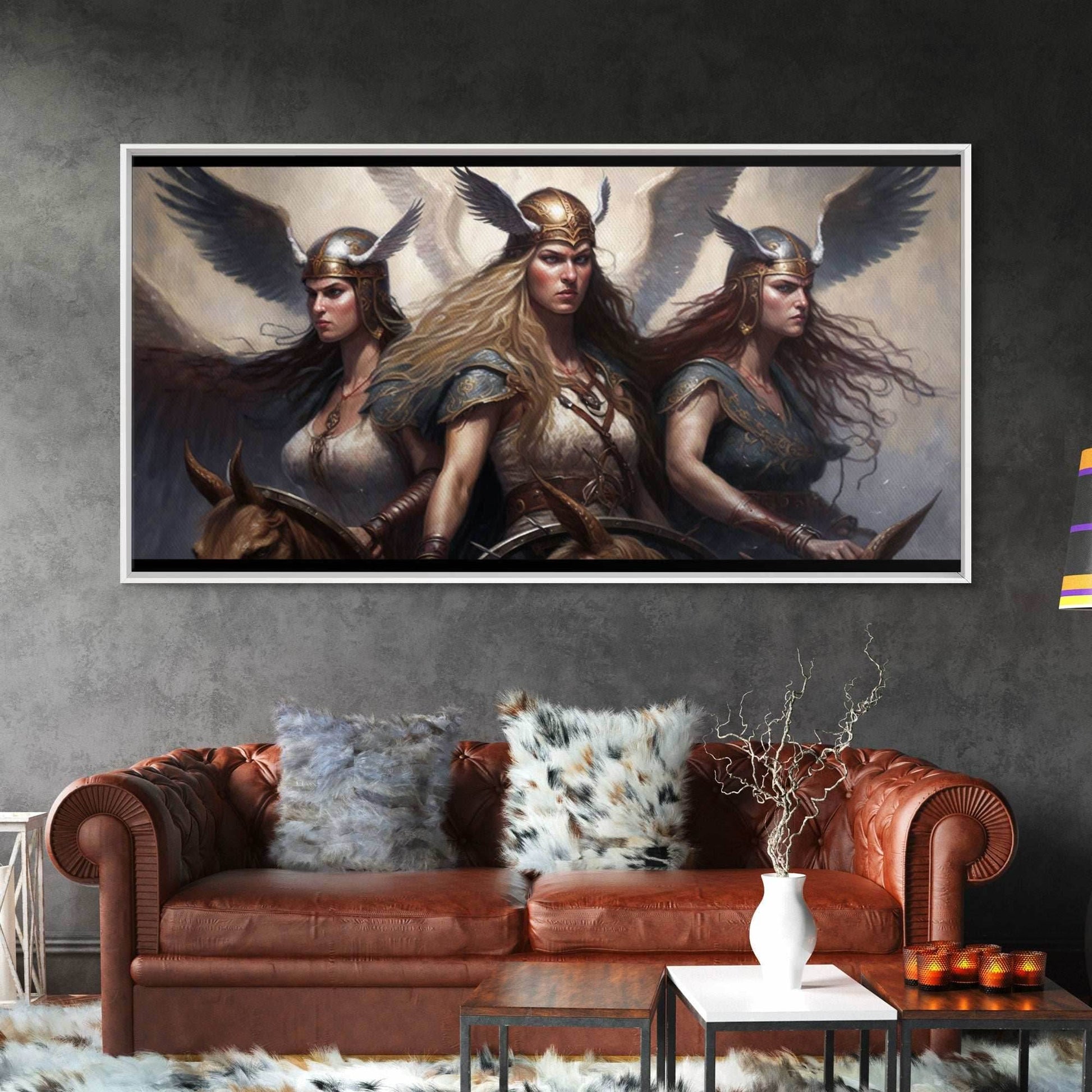 The Valkyries, Norse Mythology, Framed Canvas Print, Norse Fantasy Art - 10x20 Inches / Gallery Wrap Canvas - Ready To Hang