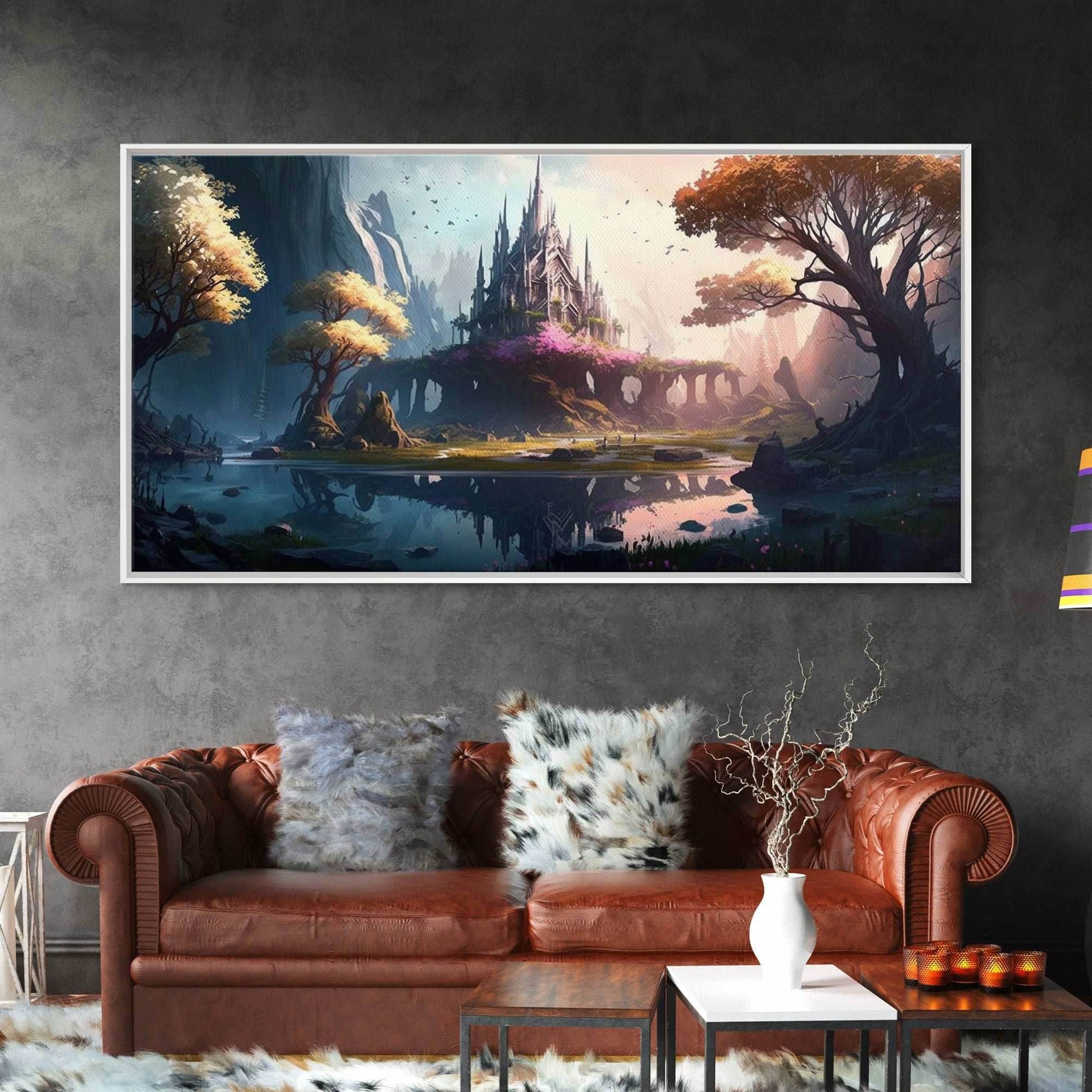 Norse Mythology Art, Alfheim Realm of the Light Elves, Framed Canvas Print, Fantasy Wall Art - 10x20 Inches / Gallery Wrap Canvas - Ready To Hang