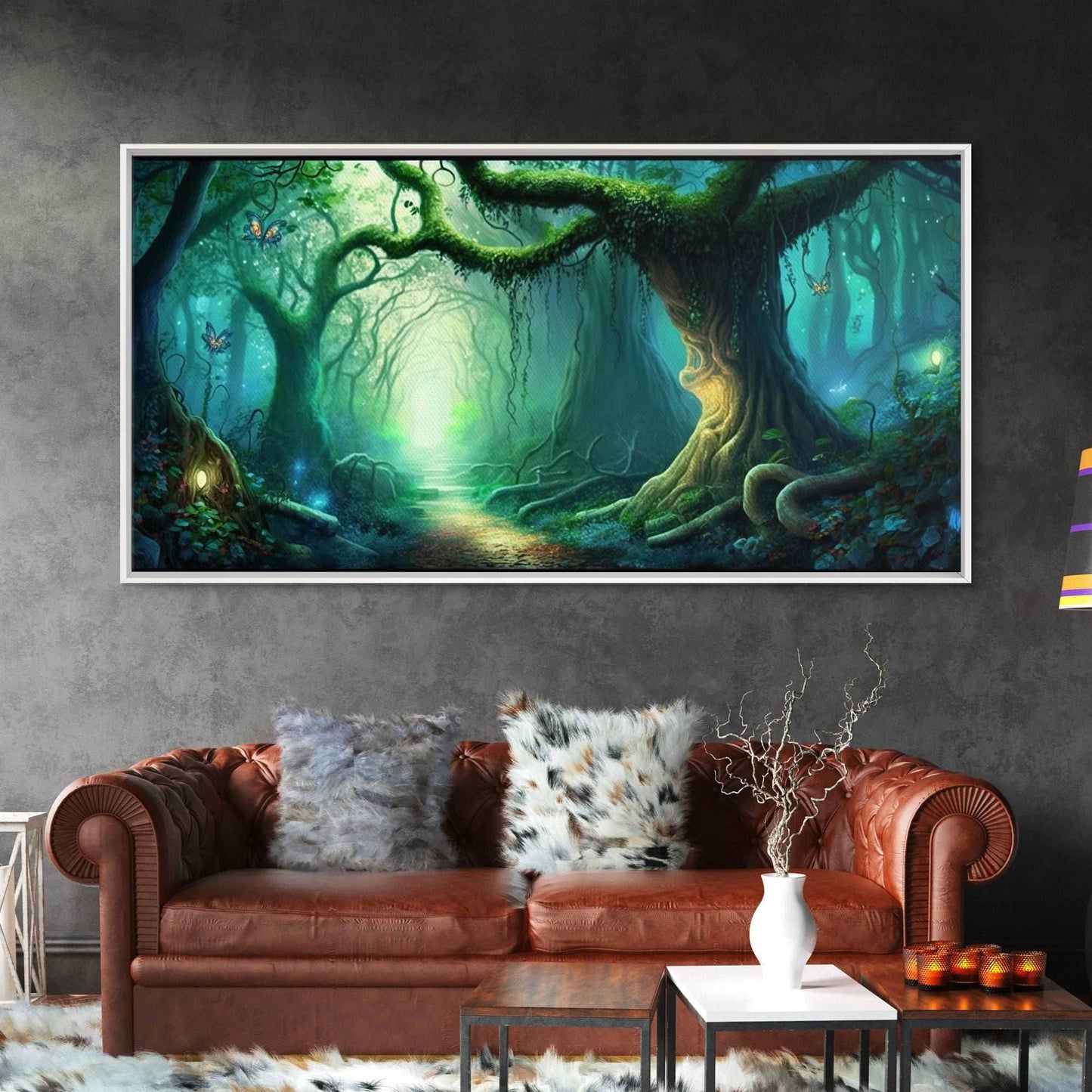 Beautiful magical fairy forest, Framed canvas print, Fantasy forest wall art Enchanted forest, Fantasy Home Decor - 10x20 Inches / Gallery Wrap Canvas - Ready To Hang