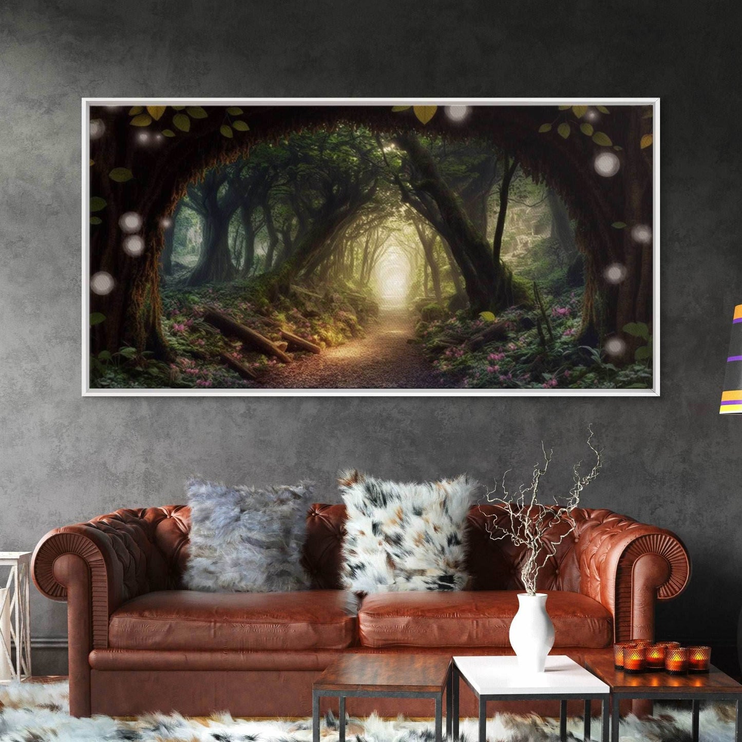 Path Through A Magical Enchanted Fairy Forest, Fantasy Art, Framed Canvas Print, Enchanted Forest Fantasy Art - 10x20 Inches / Gallery Wrap Canvas - Ready To Hang