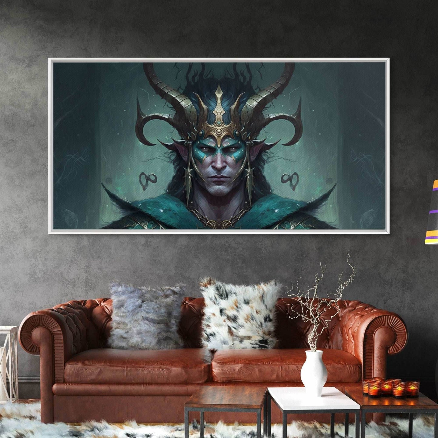 Aesthetic Loki the Trickster God, Norse Mythology, Framed Canvas Print, Extra Large Art, Fantasy Decor, Pastel Aesthetic Art - 10x20 Inches / Gallery Wrap Canvas - Ready To Hang