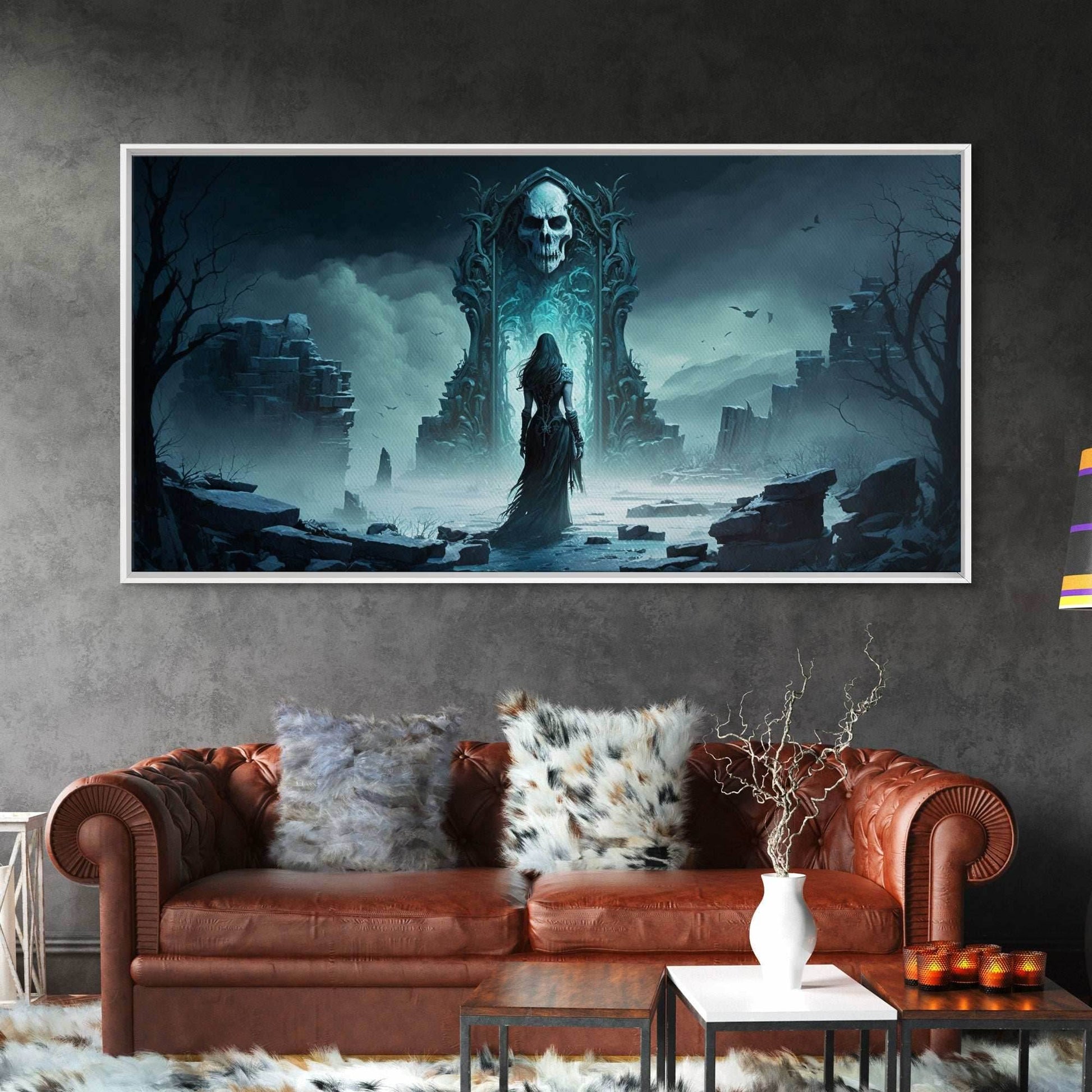 Doorway to Niflheim, Land of Mist and the Dead, Norse Mythology Fantasy Art, Framed Canvas Print, Fantasy Decor - 10x20 Inches / Gallery Wrap Canvas - Ready To Hang