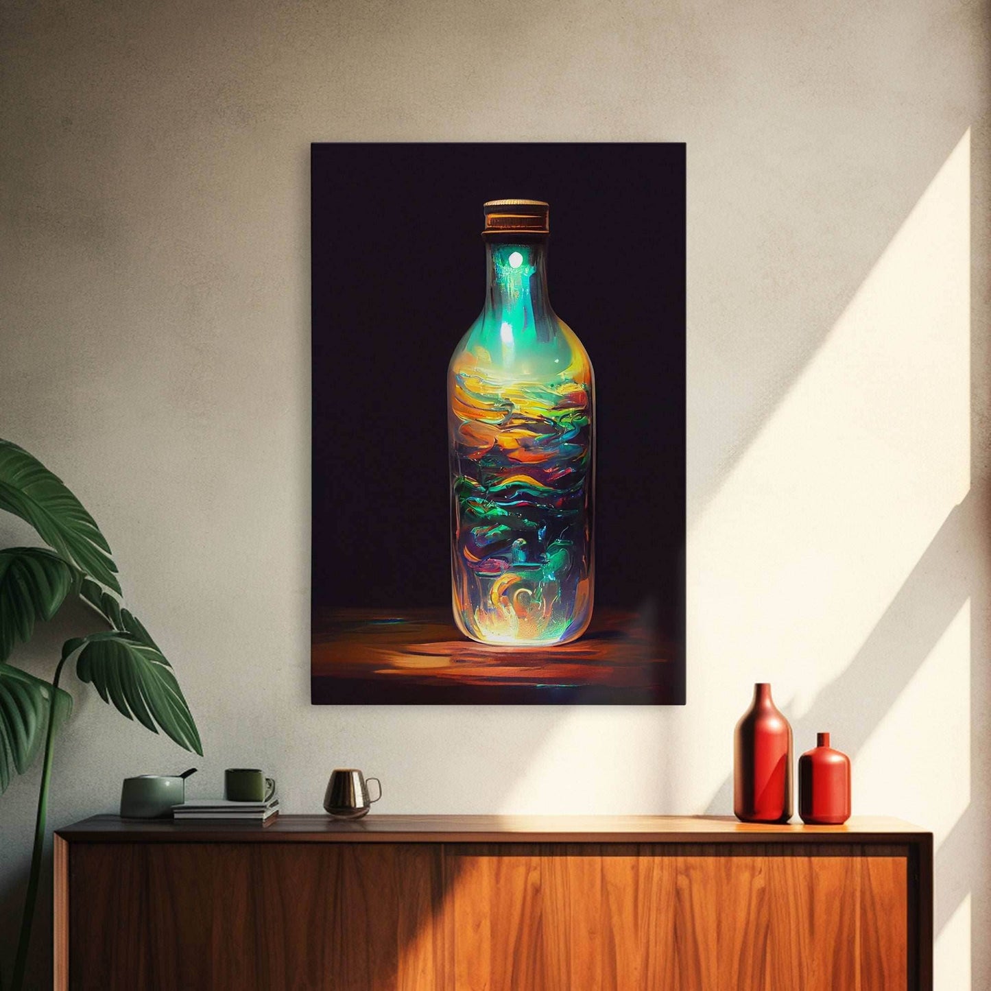 Miniature world in a bottle canvas print, high fantasy wall art, magical wall art, ready to hang wall art - 8x12 Inches / Gallery Wrap Canvas - Ready To Hang