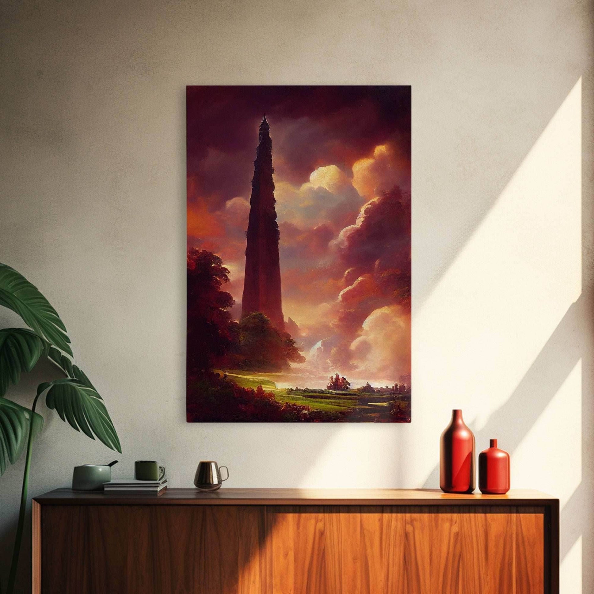 Dark Tower, High Fantasy Art Canvas Print, unique wall art, fantasy concept art - 8x12 Inches / Gallery Wrap Canvas - Ready To Hang