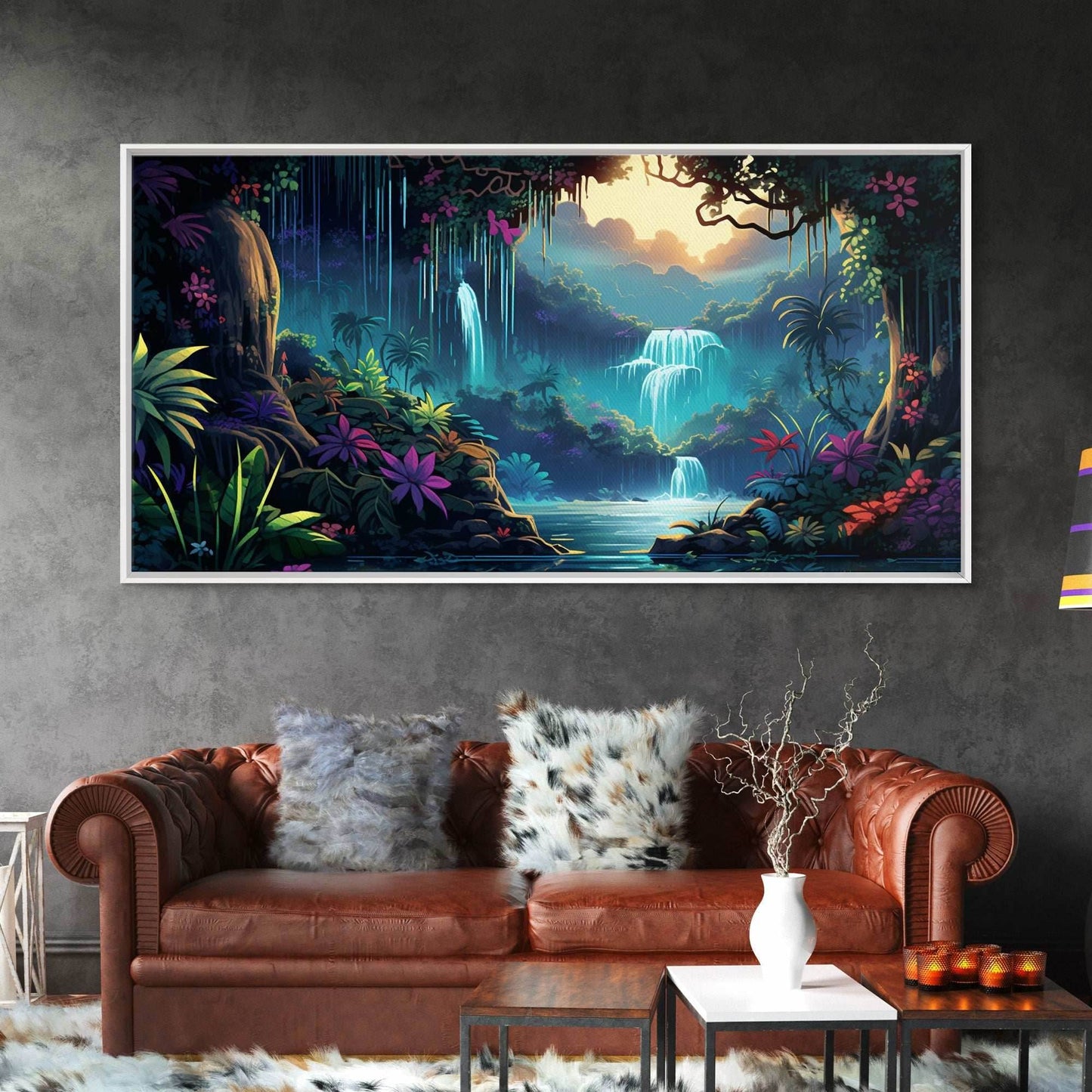 Fantasy Forest Wall Art, Waterfalls, Forest Wall Art, Trees Wall Print, Panoramic Art, Wall Art, Canvas Art, Landscape Art, Gaming Wall Art - 10x20 Inches / Gallery Wrap Canvas - Ready To Hang