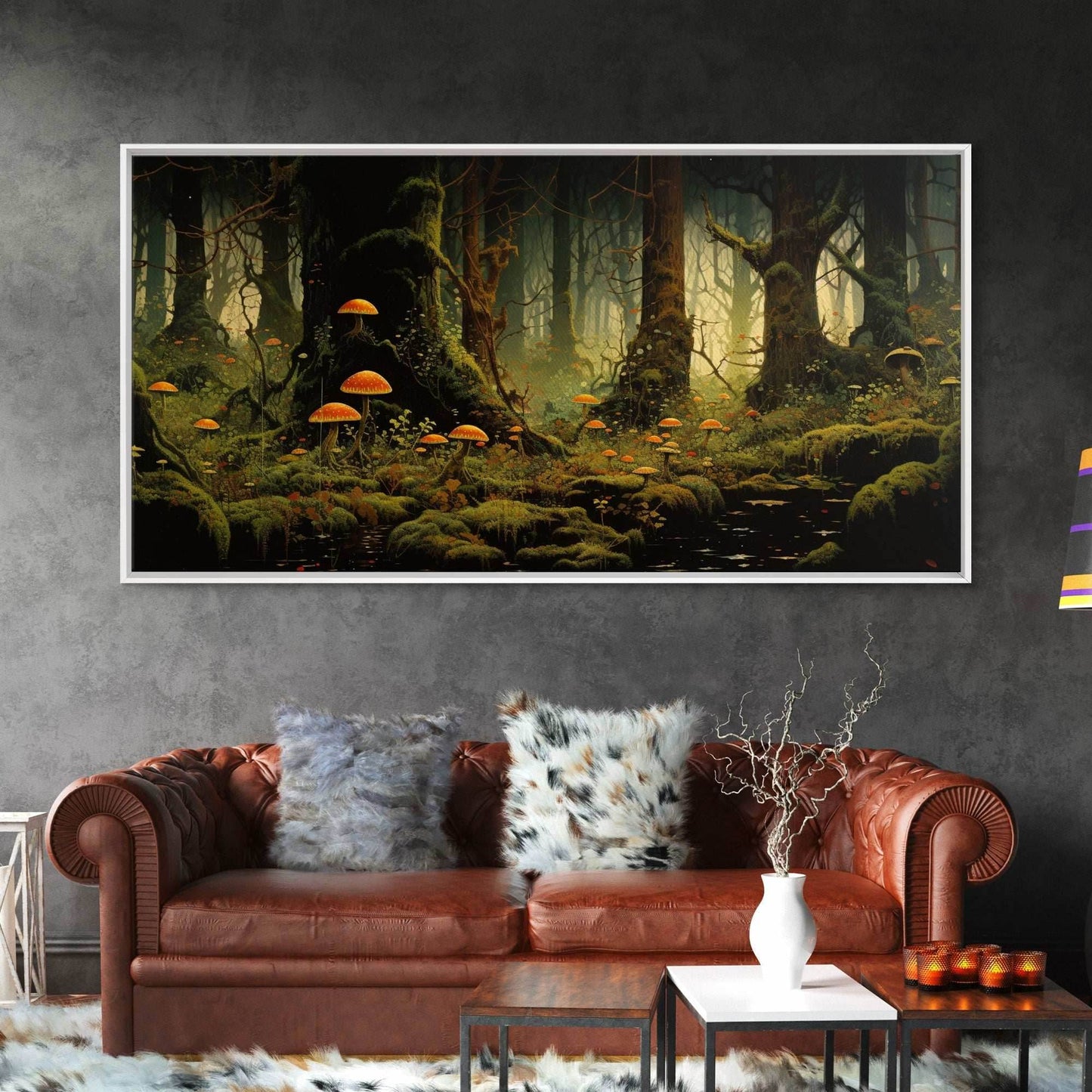 Mushroom Wall Art, Fantasy Forest, Tree Art, Enchanted Forest, Panoramic Art, Wall Art, Canvas Art, Landscape Art, Game Room Decor, Prints - 10x20 Inches / Gallery Wrap Canvas - Ready To Hang