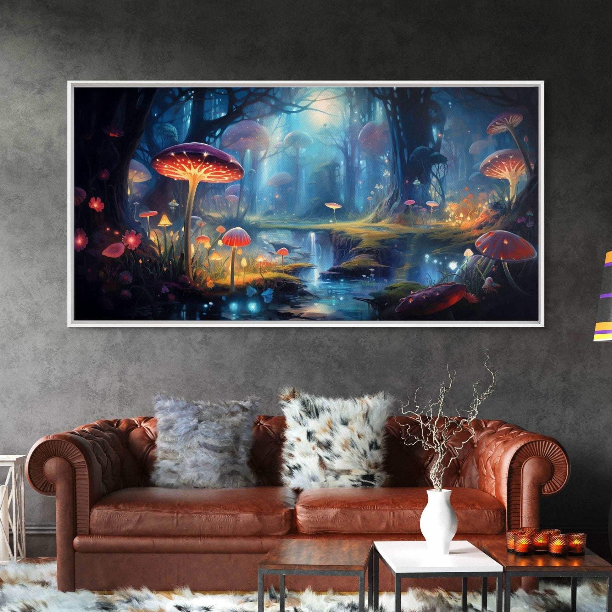 Fantasy Art, Dark Fantasy Forest Framed Canvas Print, Elven Decor, Magical Forest, RPG Game Art, Game Room Art, Witchy Decor, Wall Art - 10x20 Inches / Gallery Wrap Canvas - Ready To Hang