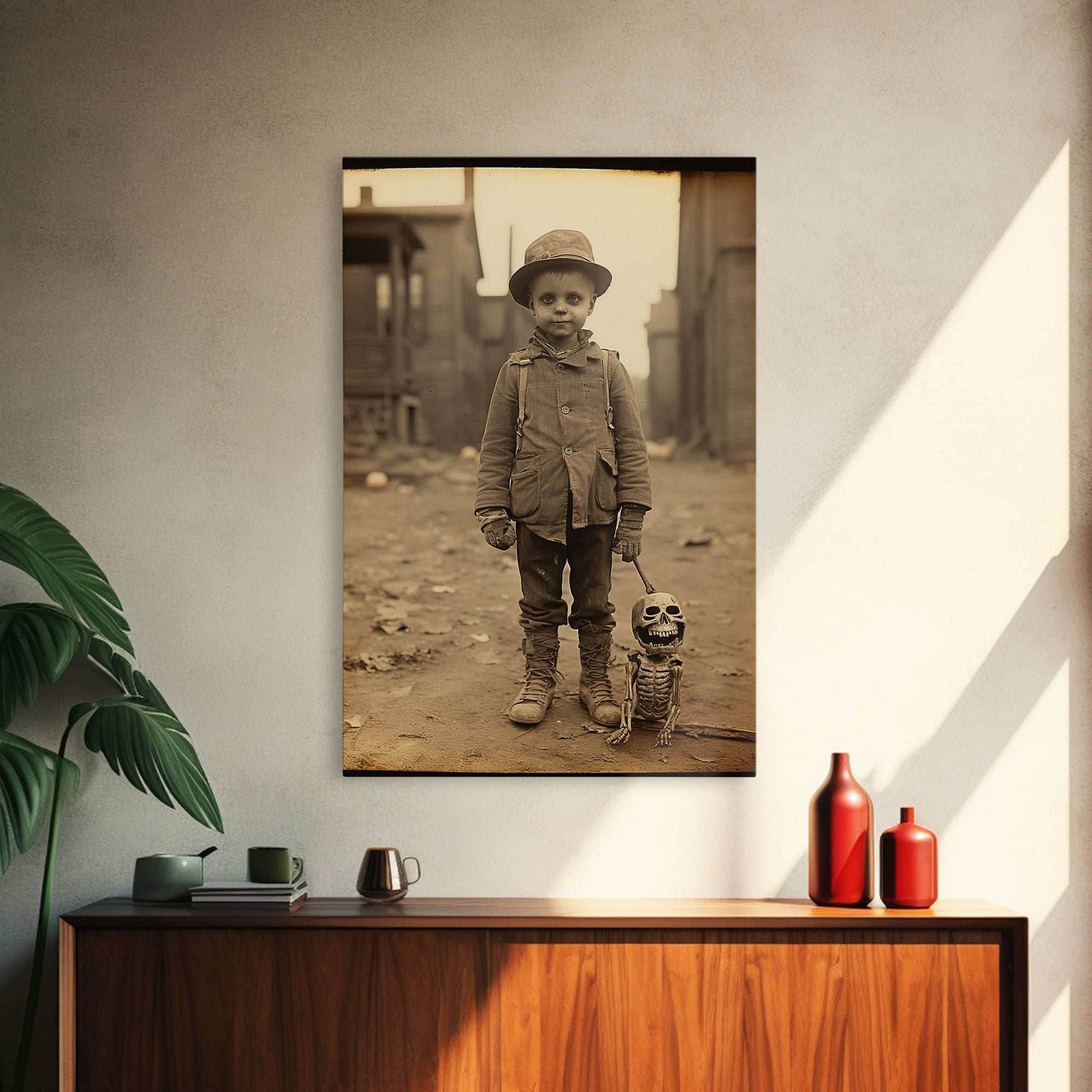 Creepy Wall Art, Skeleton Wall Art, Spooky Decor, Dark Fantasy, Horror Art, Canvas Print, Wall Art, Vertical Print, Home Decor, Wall Decor - 8x12 Inches / Gallery Wrap Canvas - Ready To Hang