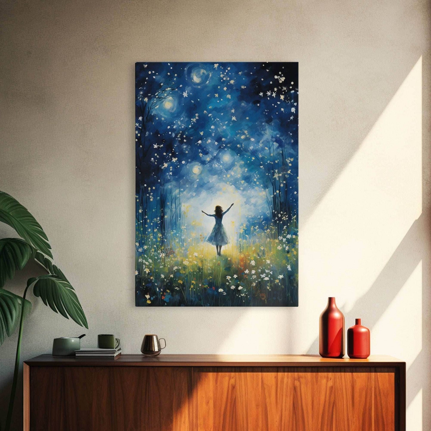 Firefly Art, Fantasy Art, Girl In Forest, Teen Girl Room Decor, Canvas Print, Wall Art, Vertical Print, Unique Wall Decor, Engagement Gift - 8x12 Inches / Gallery Wrap Canvas - Ready To Hang