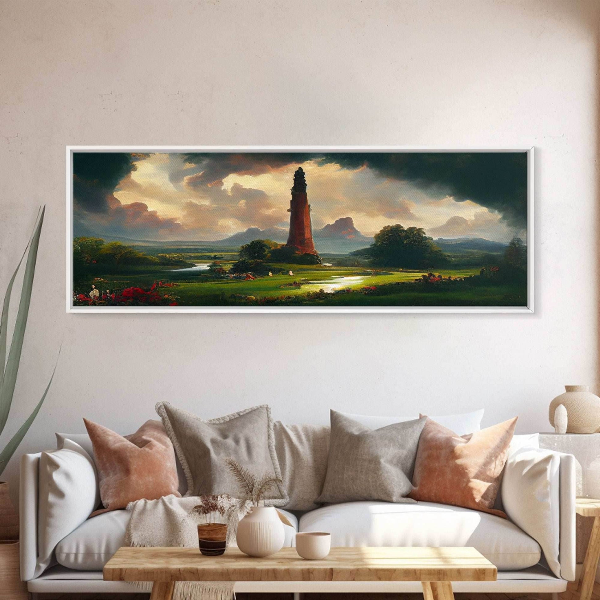 The Dark Tower, Ready To Hang Canvas Print, Panoramic Art, High Fantasy Concept Art - 10x30 Inches / Gallery Wrap Canvas - Ready To Hang