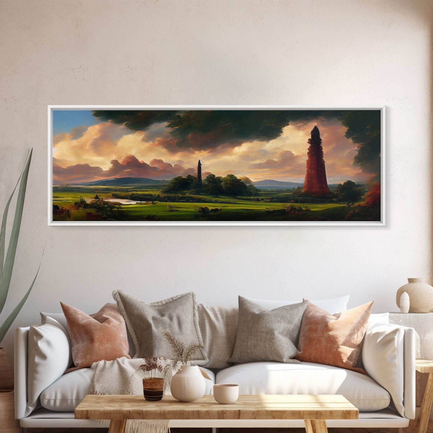 The Dark Tower, Ready To Hang Canvas Print, Panoramic Art, High Fantasy Concept Art - 10x30 Inches / Gallery Wrap Canvas - Ready To Hang