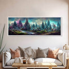 High Fantasy Forest Wall Art, Ready To Hang Canvas Print, Panoramic Art, Fantasy RPG Concept Art - 10x30 Inches / Gallery Wrap Canvas - Ready To Hang