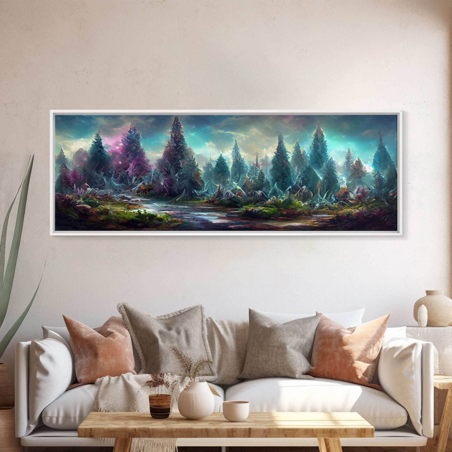 High Fantasy Forest Wall Art, Ready To Hang Canvas Print, Panoramic Art, Fantasy RPG Concept Art - 10x30 Inches / Gallery Wrap Canvas - Ready To Hang