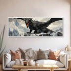 Dragon Painting, Framed Canvas Print, Dragon Art, Fantasy Art, Fantasy Painting, Watercolor Dragon Painting, Art Print - 10x30 Inches / Gallery Wrap Canvas - Ready To Hang