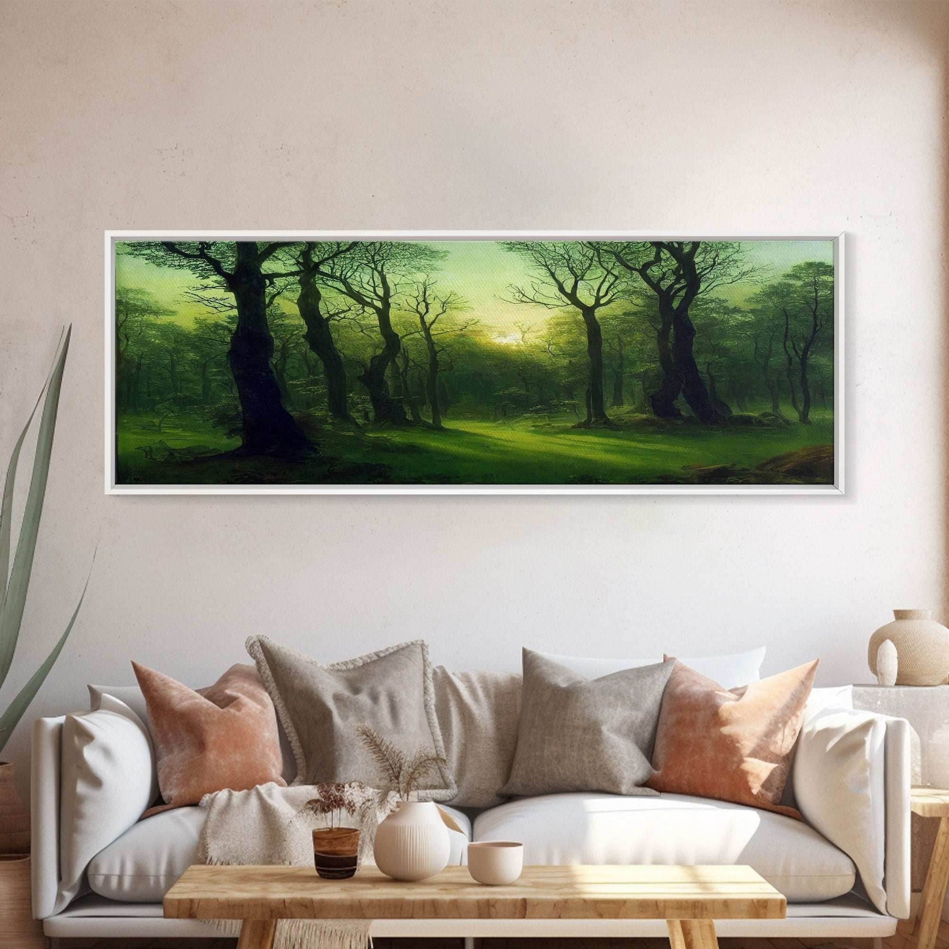 Unique Fantasy Forest Art, Extra Large Wall Art, Framed Panoramic Canvas Print, Framed Wall Art - 10x30 Inches / Gallery Wrap Canvas - Ready To Hang