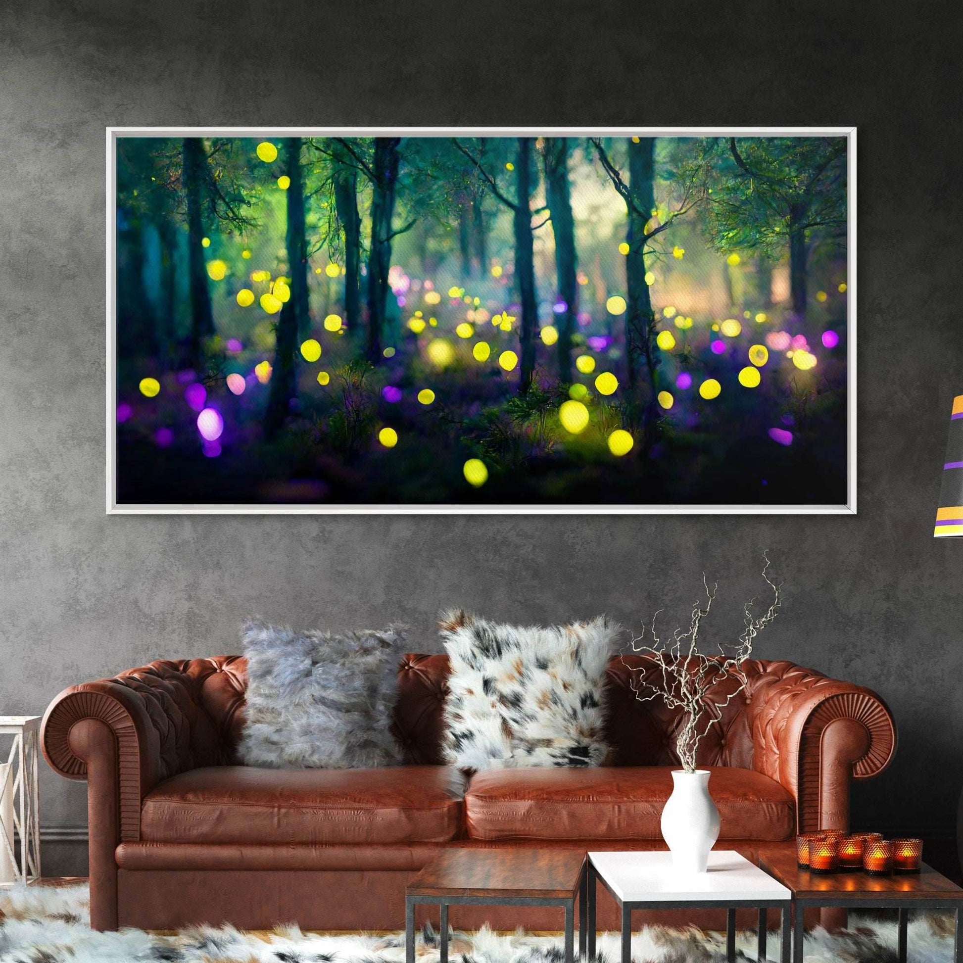 Magical forest with fairies canvas print, fantasy art, cool wall art, dorm art, ready to hang wall art - 10x20 Inches / Gallery Wrap Canvas - Ready To Hang