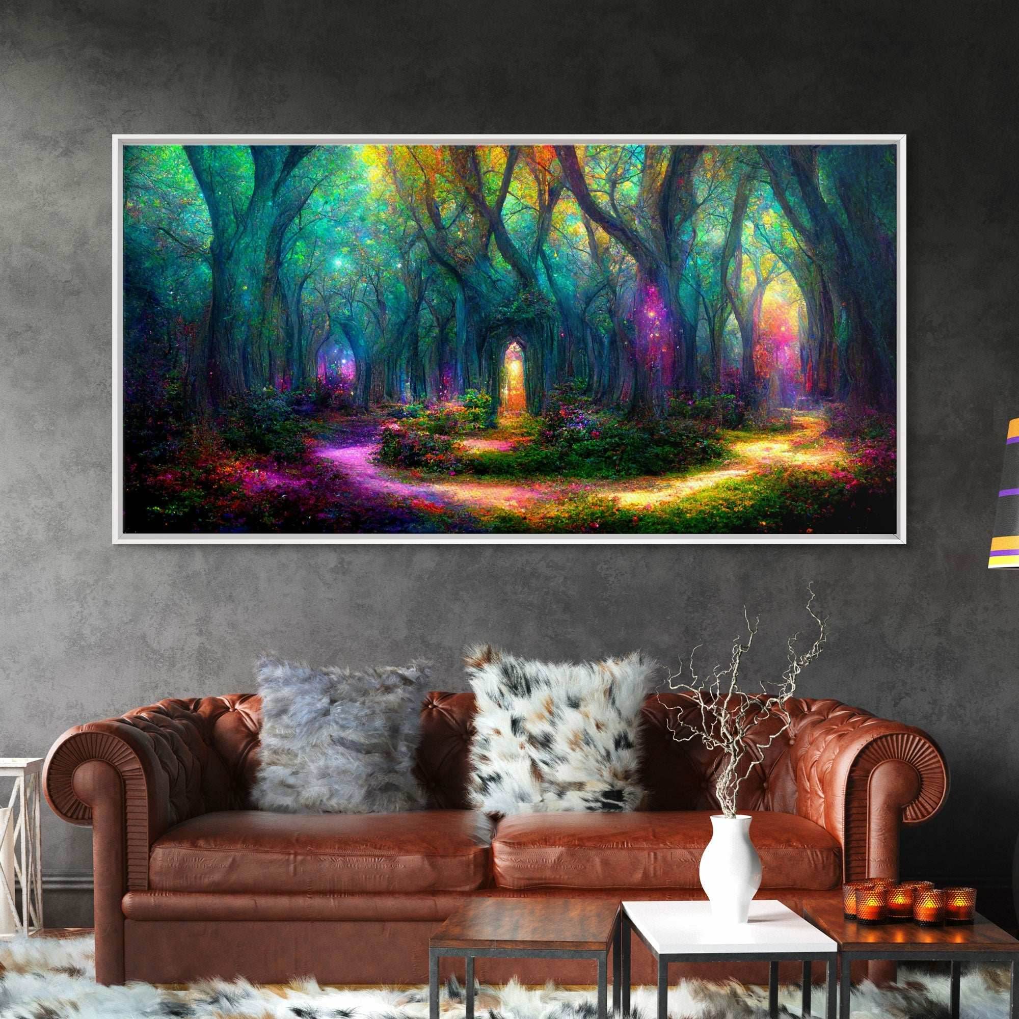 Fantasy wall art, canvas print, magical forest, fantasy landscape art, ready to hang wall art - 10x20 Inches / Gallery Wrap Canvas - Ready To Hang