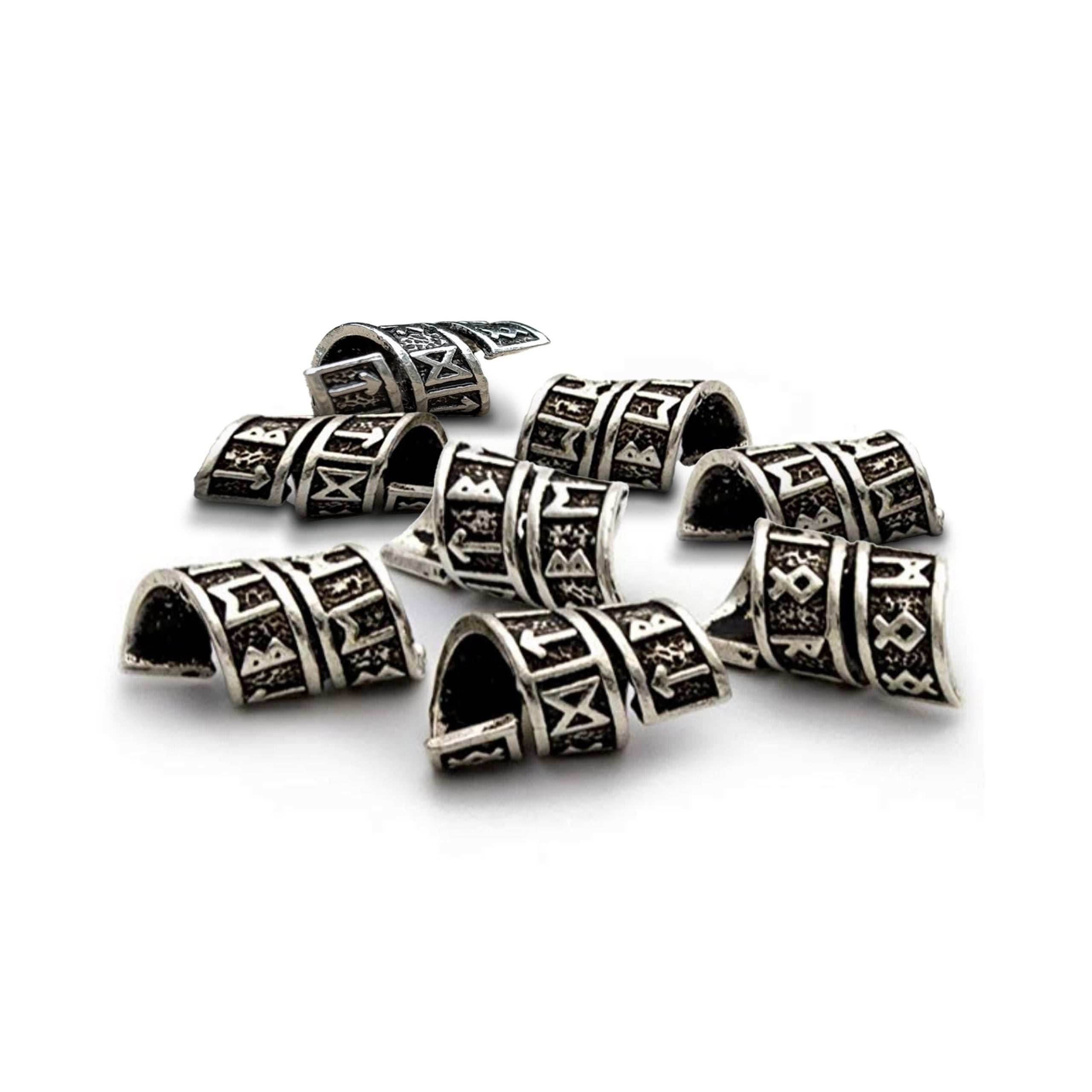 Rune Beard Rings - (Silver - 4) - 