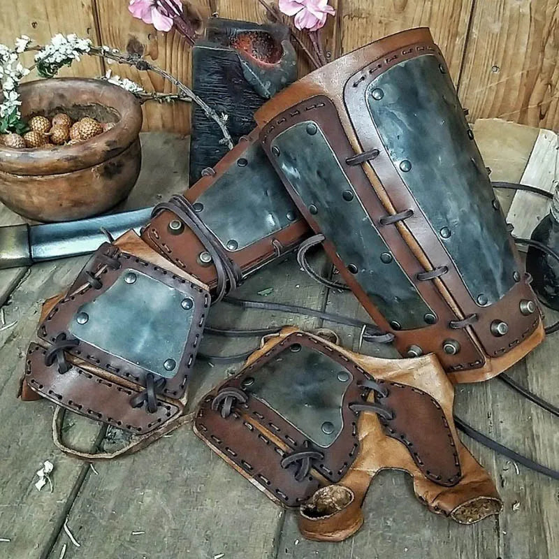 Medieval Samurai Leather Arm Armor Bracer Long Gloves Viking Archer Knight Cosplay Accessory Gauntlet Steampunk Vambrace For Men
