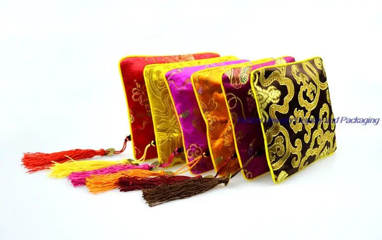 Bolsa de regalo de joyería de algodón indio, bolsa organizadora para almacenamiento de joyas de seda, venta al por menor, pequeña flor, venta al por menor