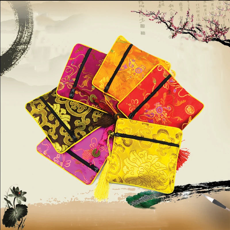 Bolsa de regalo de joyería de algodón indio, bolsa organizadora para almacenamiento de joyas de seda, venta al por menor, pequeña flor, venta al por menor