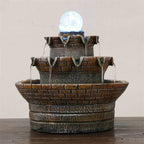 Landscape Zen Waterfall Indoor Fountain With LED Crystal Ball - US