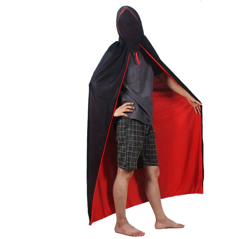 Vampire Cloak Cape Stand-up Collar Cap Red Black Reversible for Halloween Costume Themed Party Cosplay Men Women party supply