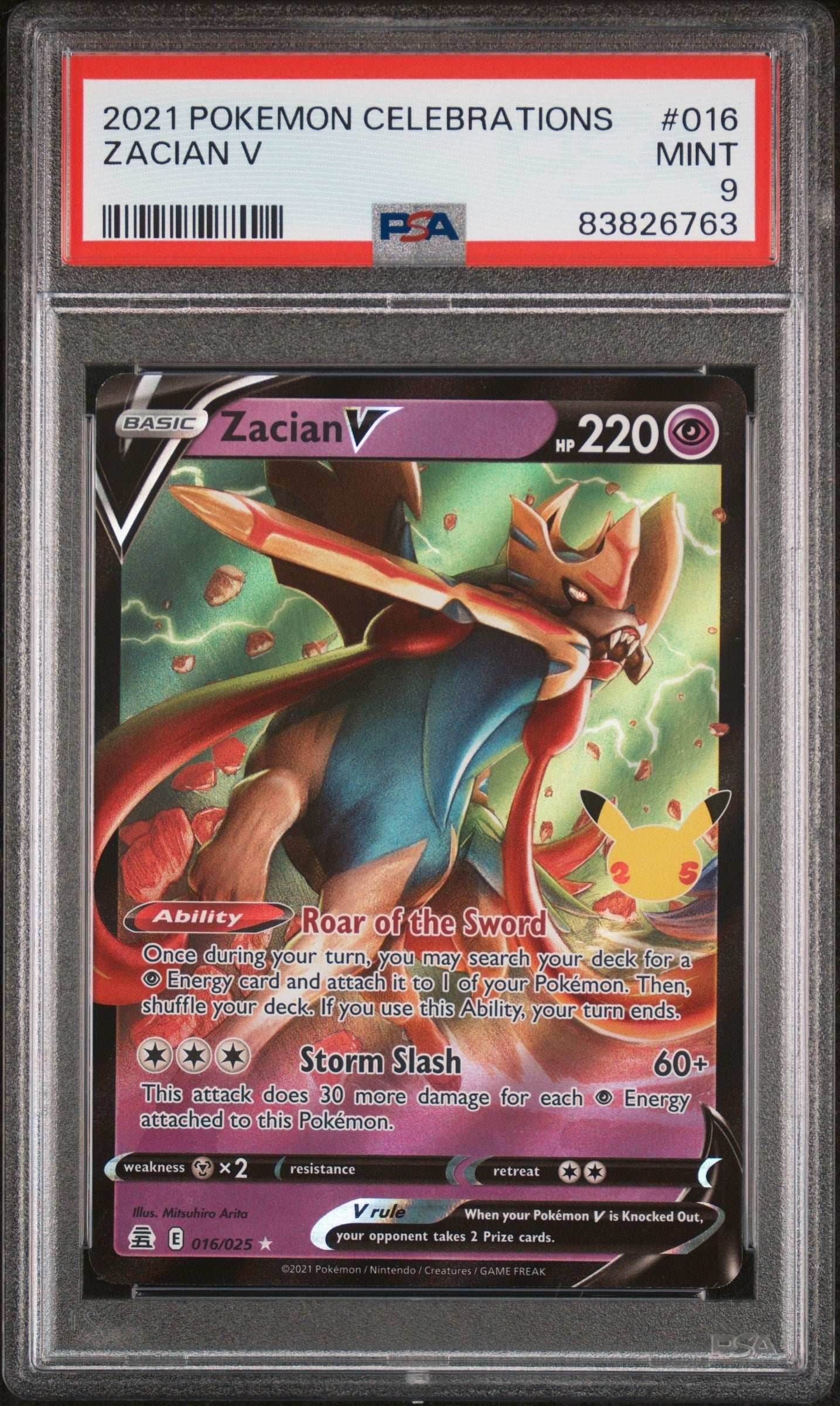 2021 POKEMON CELEBRATIONS ZACIAN V #16 -PSA 9 - 