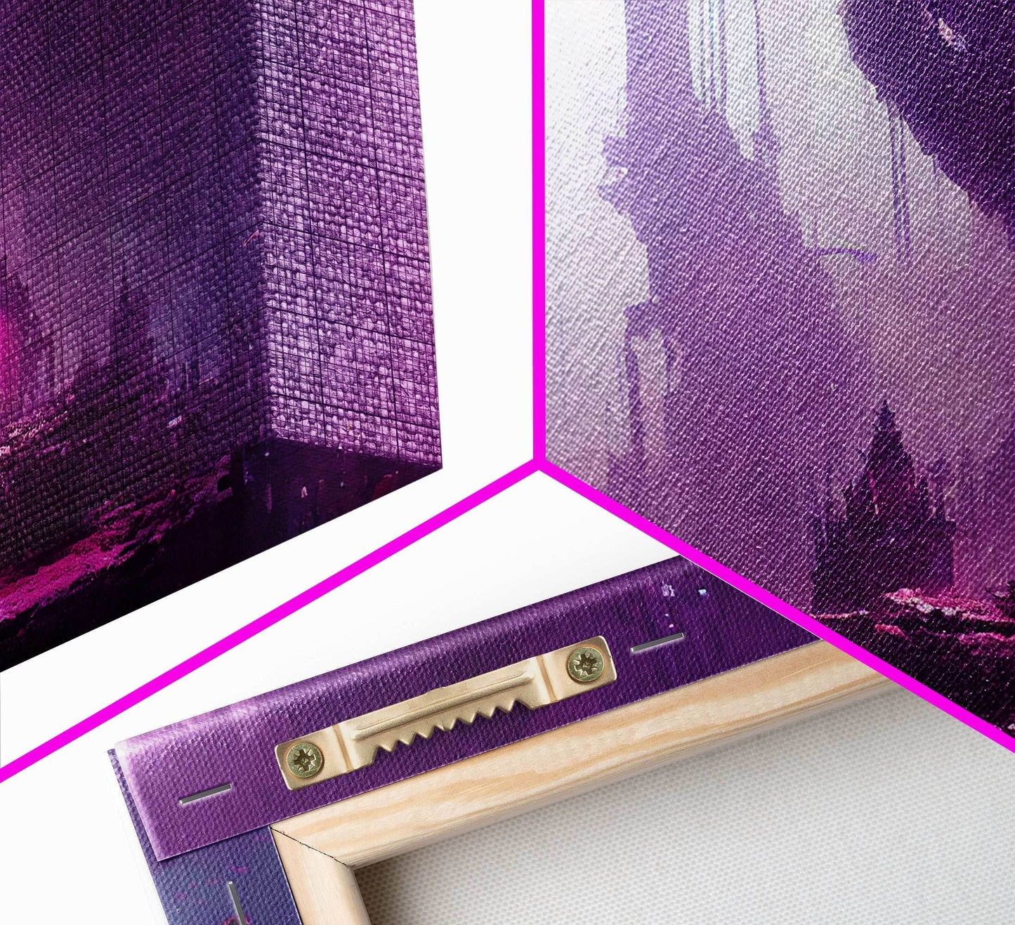 Panoramic Fantasy Underwater City, Purple Art, Extra Large Wall Art, Framed Panoramic Canvas Print, Framed Wall Decor - 10x30 Inches / Gallery Wrap Canvas - Ready To Hang