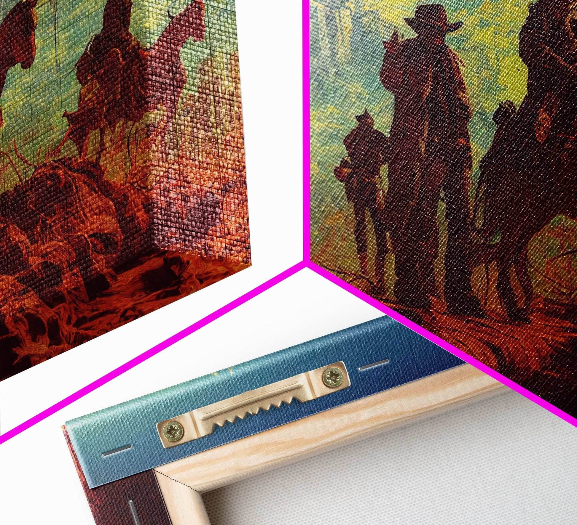 Space Cowboys, Wildwest Scifi Mashup Fantasy Art, framed canvas print, ready to hang framed wall art - 10x20 Inches / Gallery Wrap Canvas - Ready To Hang