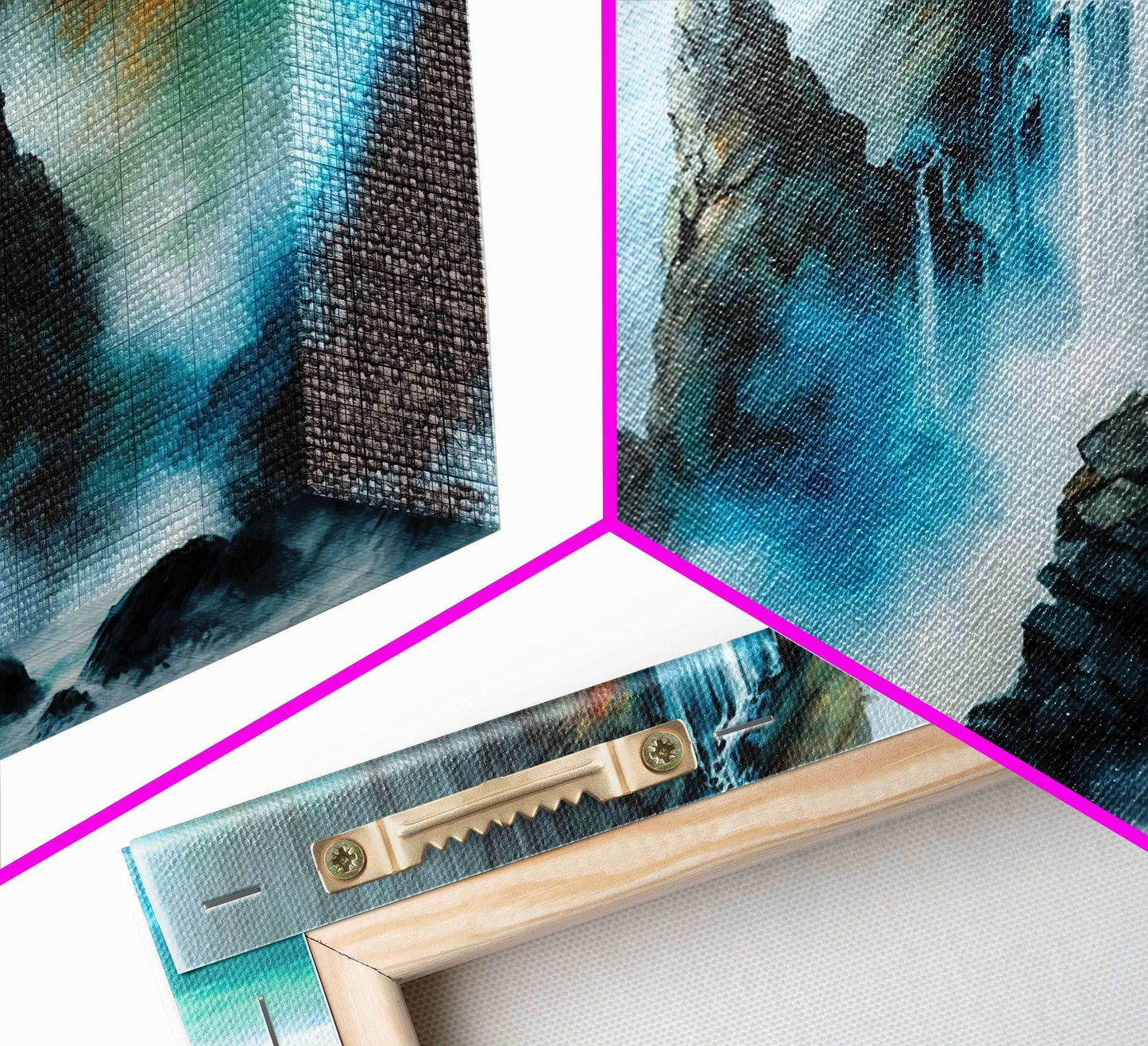 Fantasy Waterfall Canvas Print - Panoramic Landscape Painting - Perfect for Living Room and Bedroom Decor - 10x30 Inches / Gallery Wrap Canvas - Ready To Hang