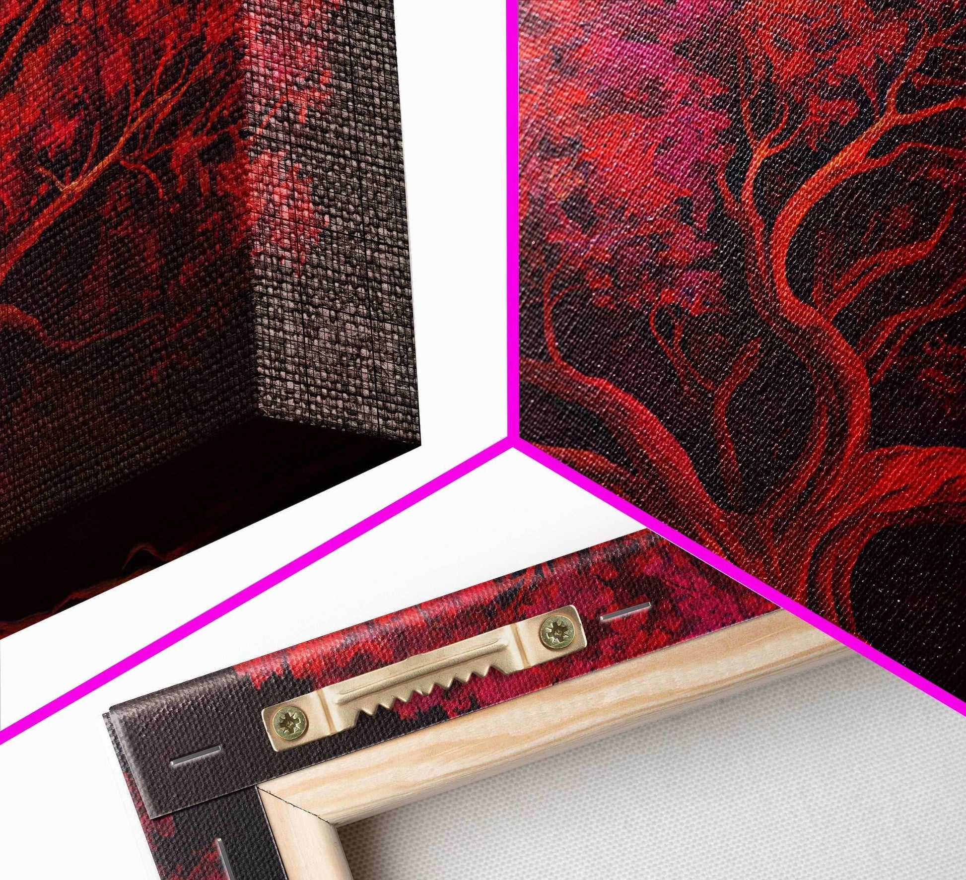 Blood red tree, fantasy horror art, framed canvas print - 10x20 Inches / Gallery Wrap Canvas - Ready To Hang