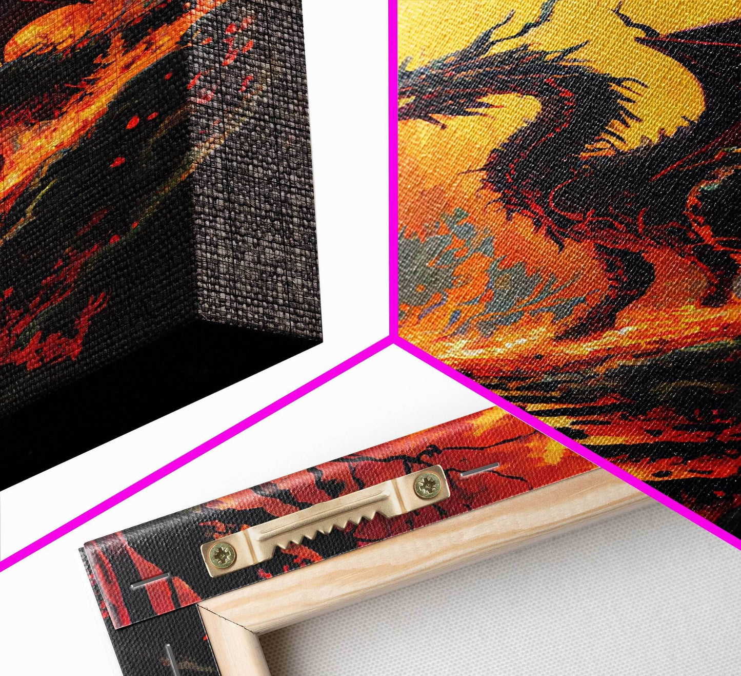 Fiery Dragon Burning Down Forest Canvas Print - Mystical Fantasy Wall Art Home Decor Artwork - 8x12 Inches / Gallery Wrap Canvas - Ready To Hang