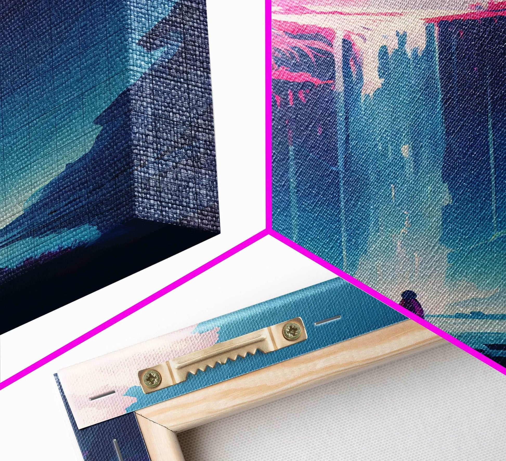 Mystical Fantasy Waterfall Purple Blue Wall Art Canvas Print - Vibrant Colorful Nature Scene Artwork - 8x12 Inches / Gallery Wrap Canvas - Ready To Hang