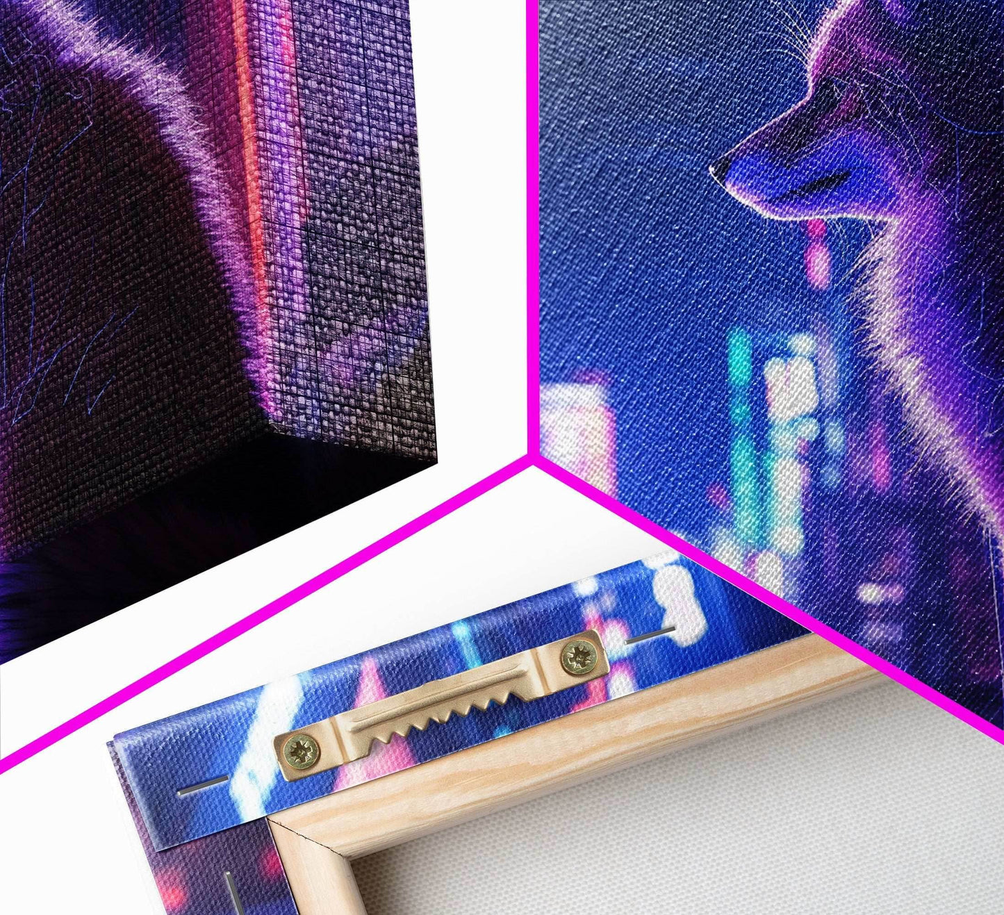 Alley Fox, Cyberpunk city, framed canvas print, urban decay art - 8x12 Inches / Gallery Wrap Canvas - Ready To Hang