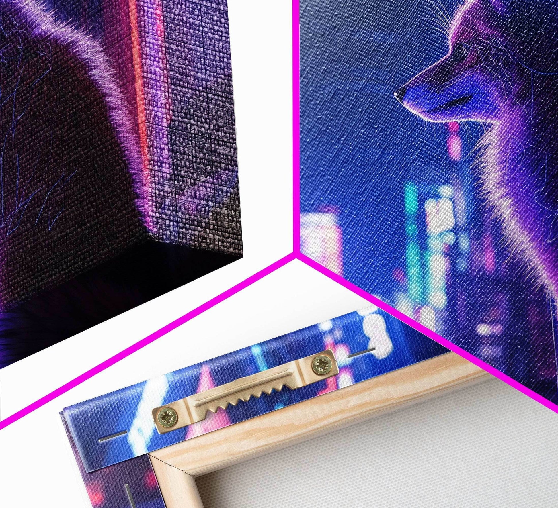Alley Fox, Cyberpunk city, framed canvas print, urban decay art - 8x12 Inches / Gallery Wrap Canvas - Ready To Hang