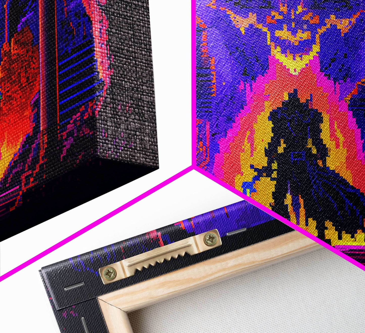 8 bit Pixel art, RPG video game concept art, Paladin faces the Dragon, synthwave style, framed canvas print - 8x12 Inches / Gallery Wrap Canvas - Ready To Hang